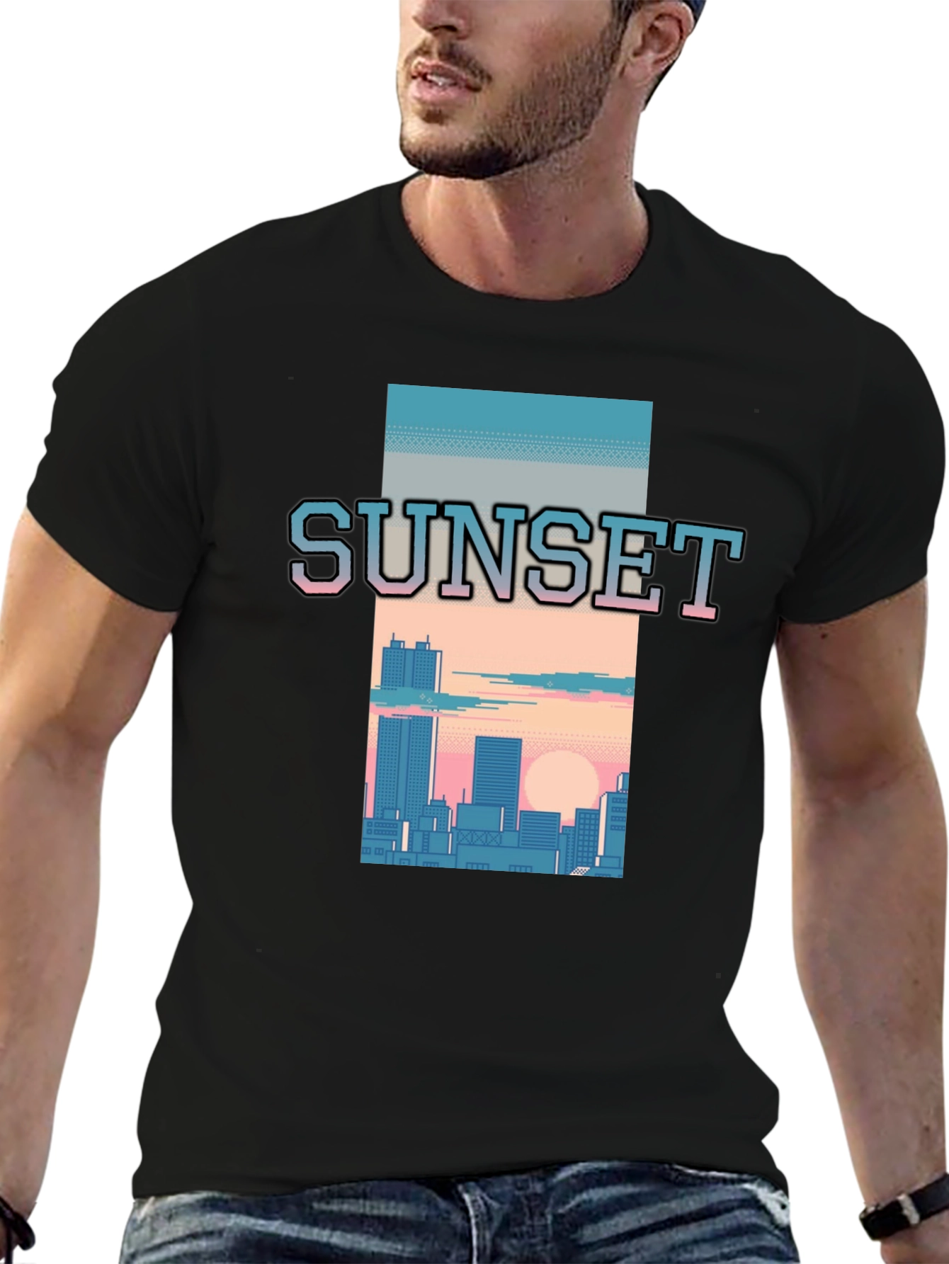 Sunset Cityscape Graphic Tee - Retro Style