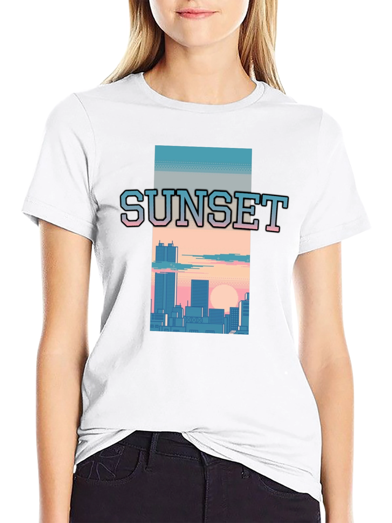 Sunset Cityscape Graphic Tee - Retro Style