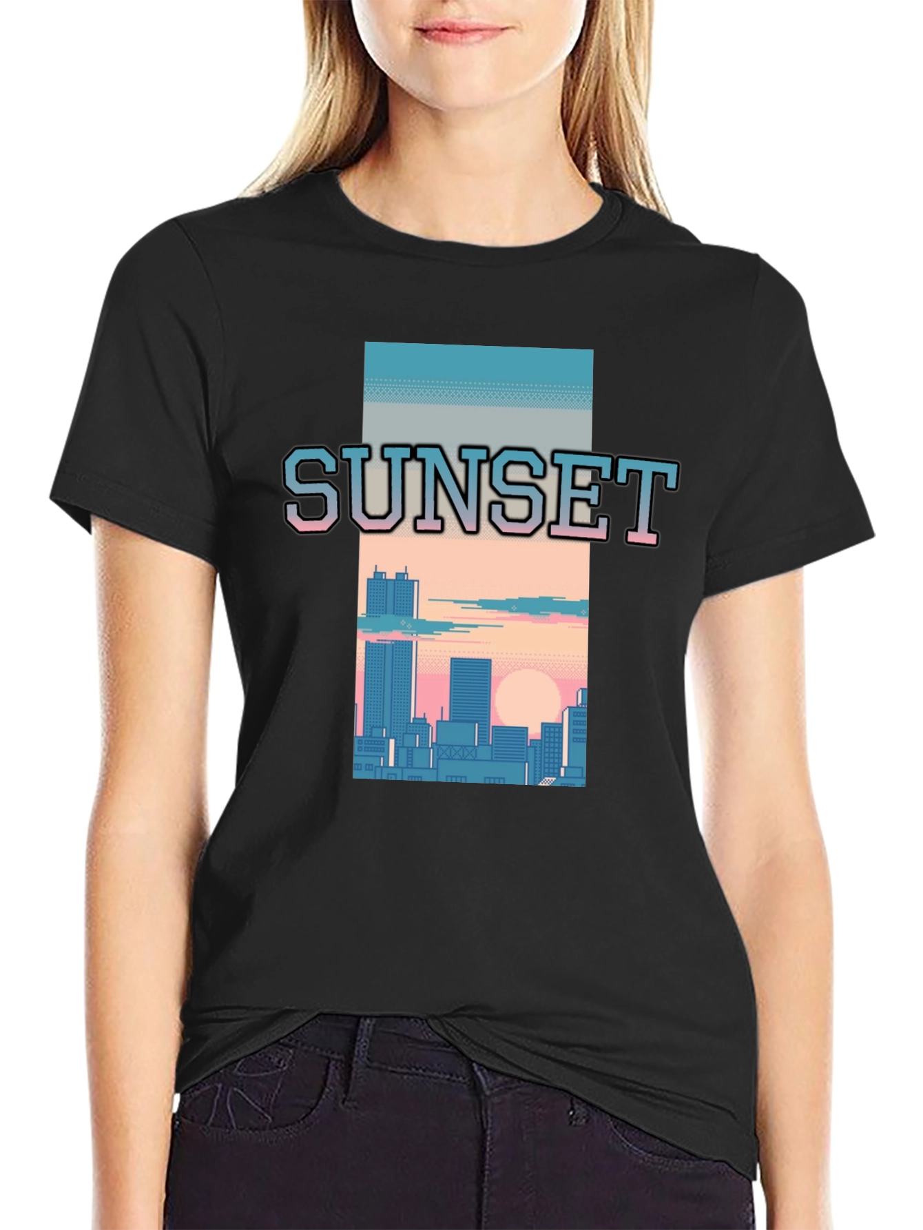 Sunset Cityscape Graphic Tee - Retro Style