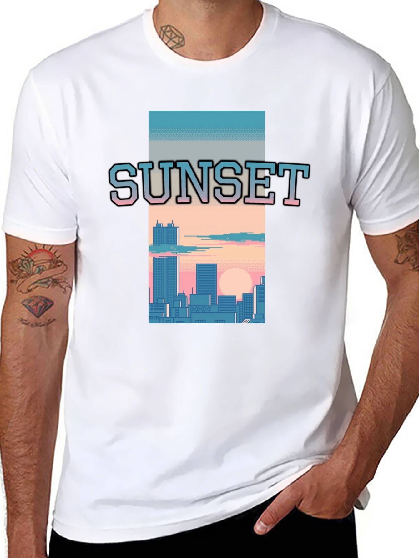 Sunset Cityscape Graphic Tee - Retro Style