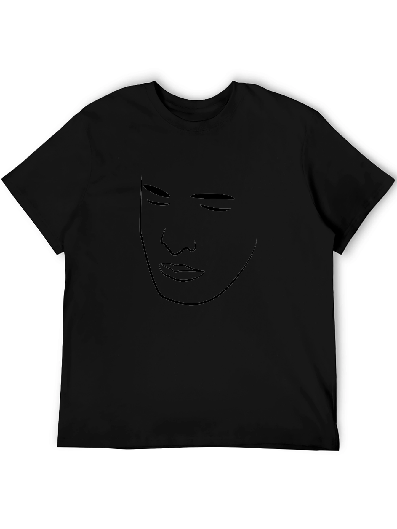 Minimalist Face Outline Black T-Shirt