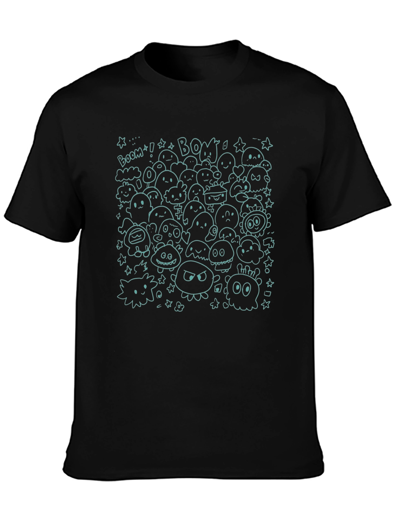 Doodle Monster Graphic Black T-Shirt
