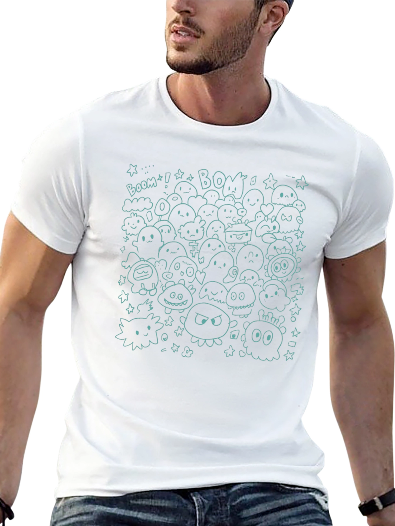 Doodle Monster Graphic Black T-Shirt