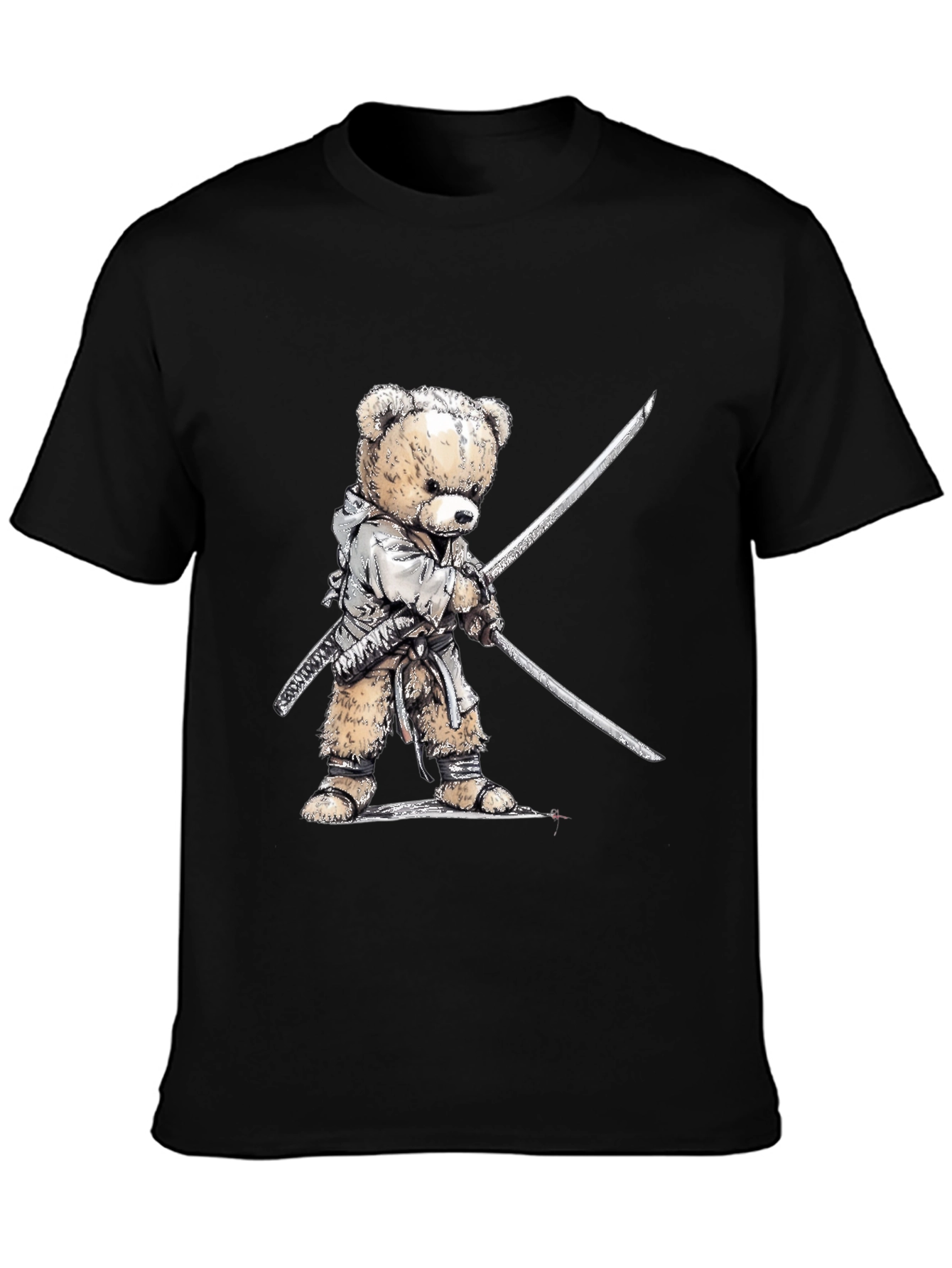 Samurai Teddy Bear T-Shirt - Black Graphic Tee