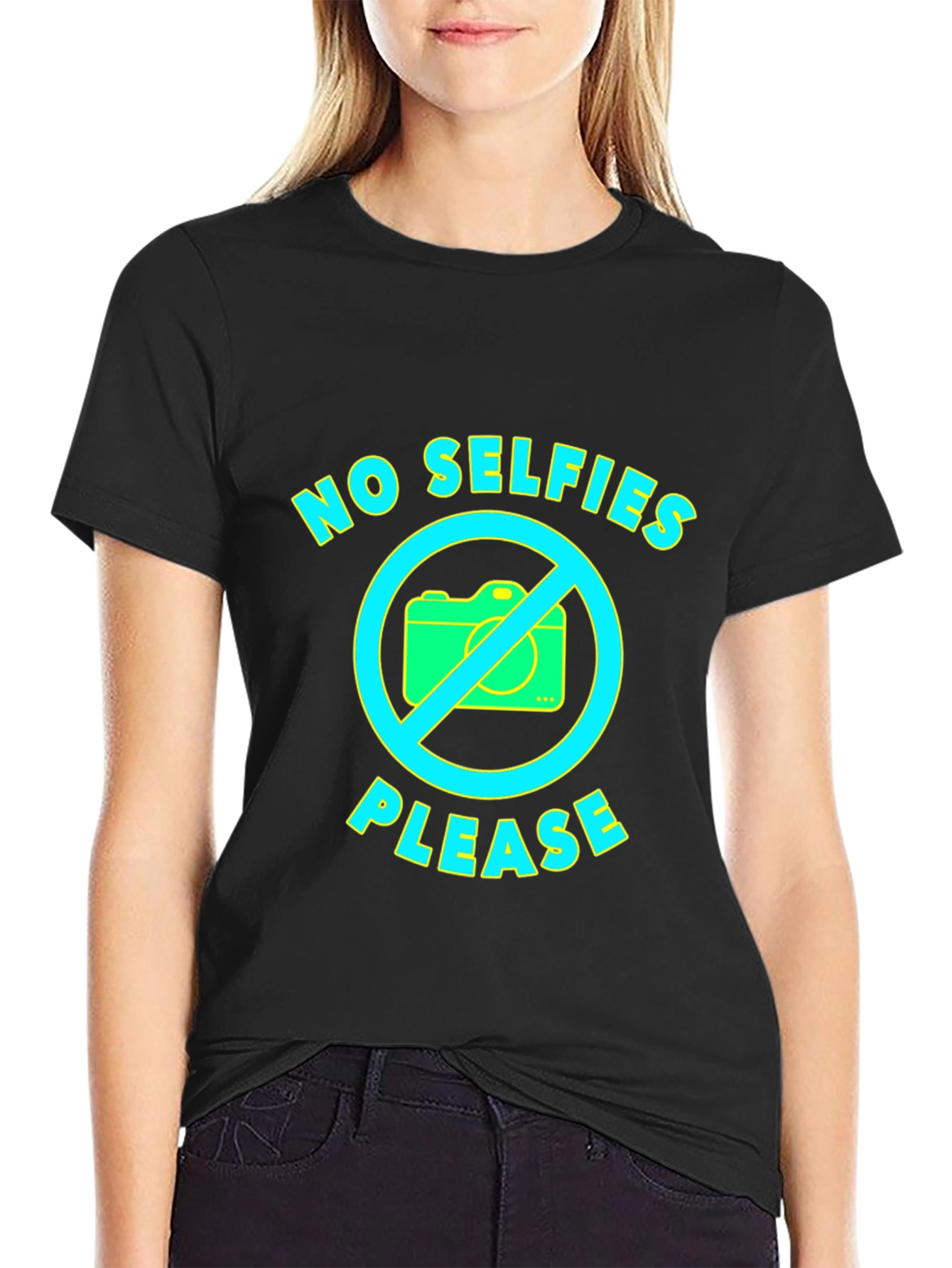 No Selfies Please Graphic Tee - Fun Novelty T-Shirt