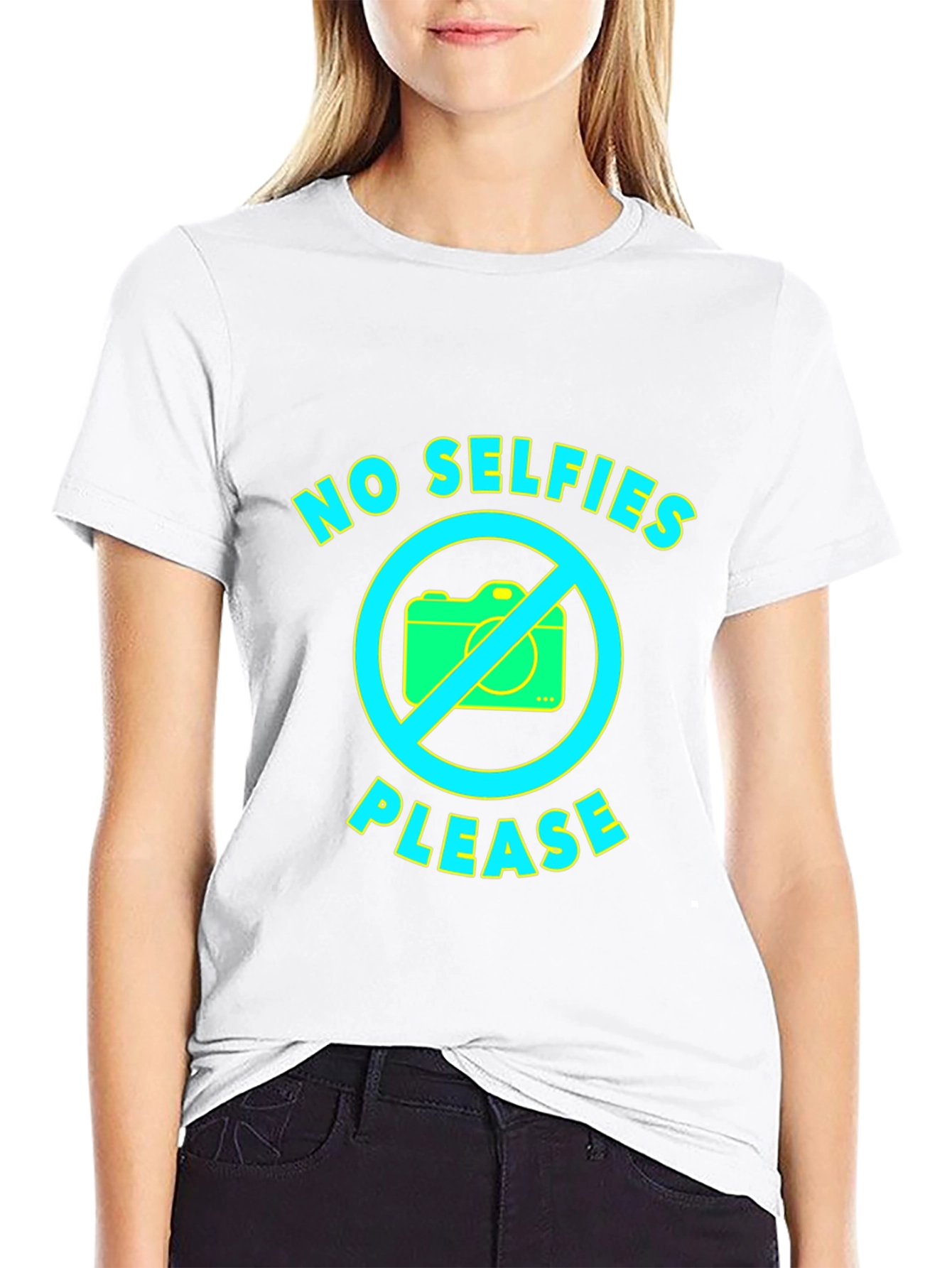 No Selfies Please Graphic Tee - Fun Novelty T-Shirt