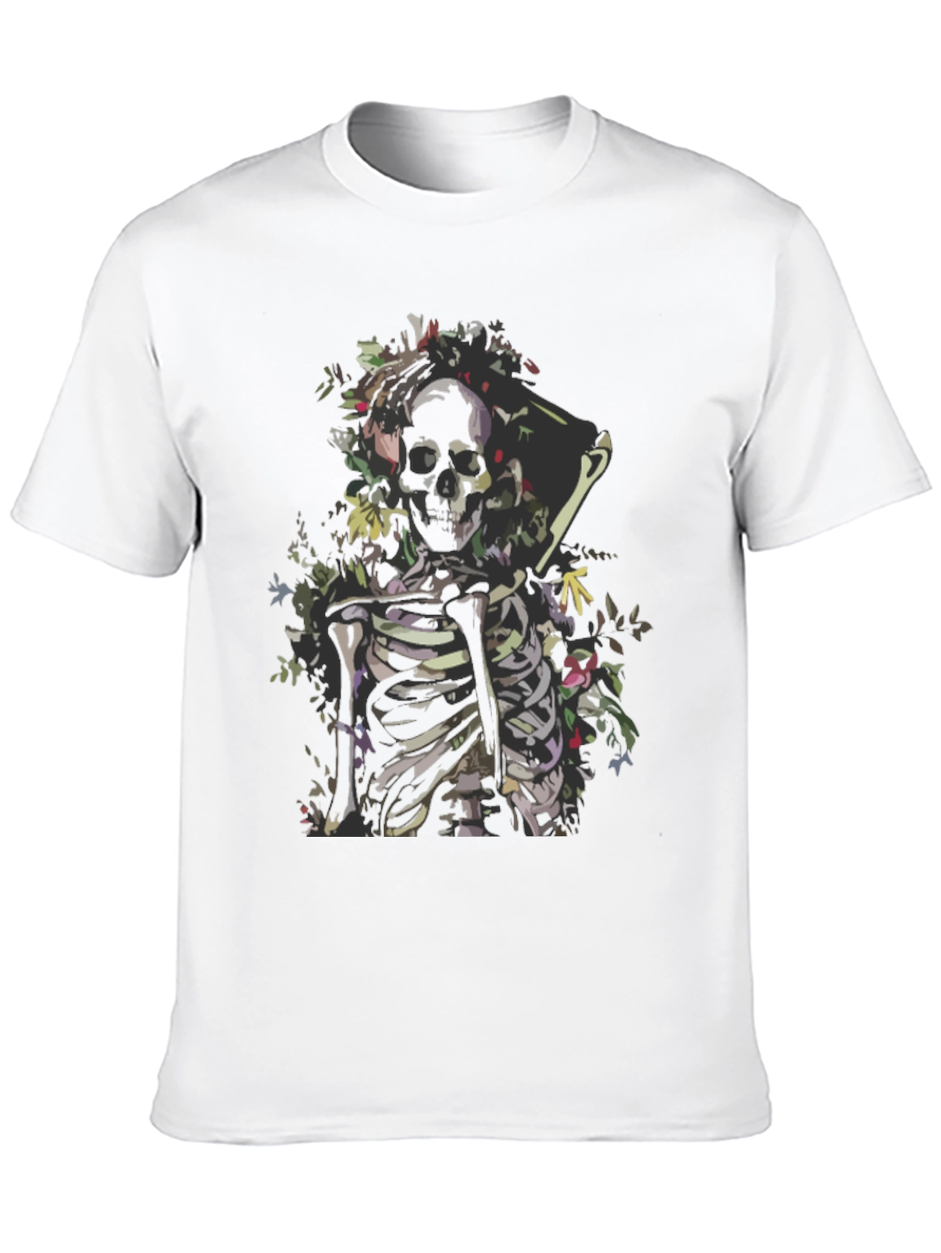 Floral Skeleton Graphic Tee - Dark & Edgy