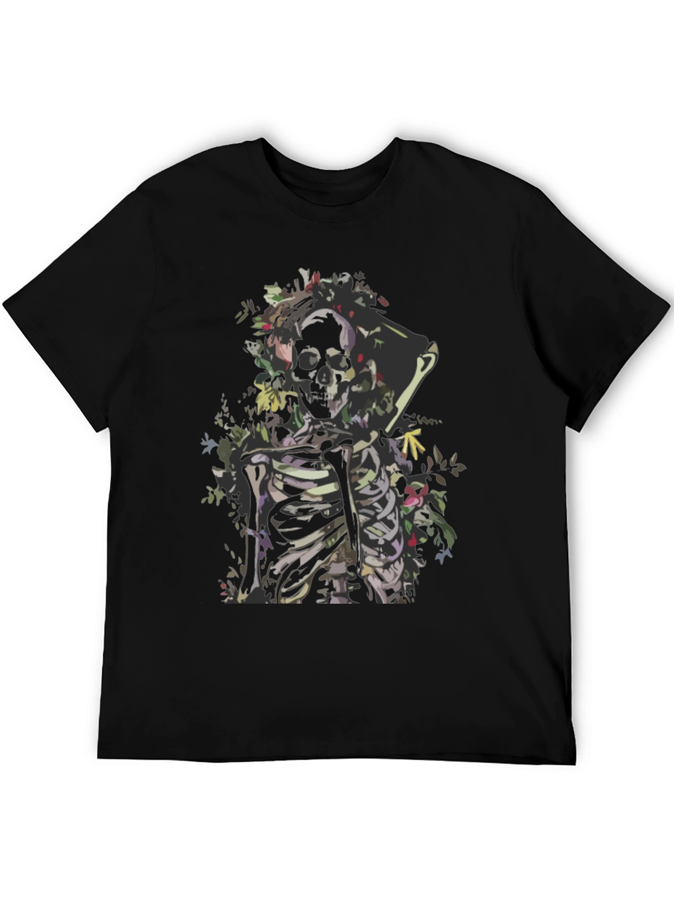 Floral Skeleton Graphic Tee - Dark & Edgy