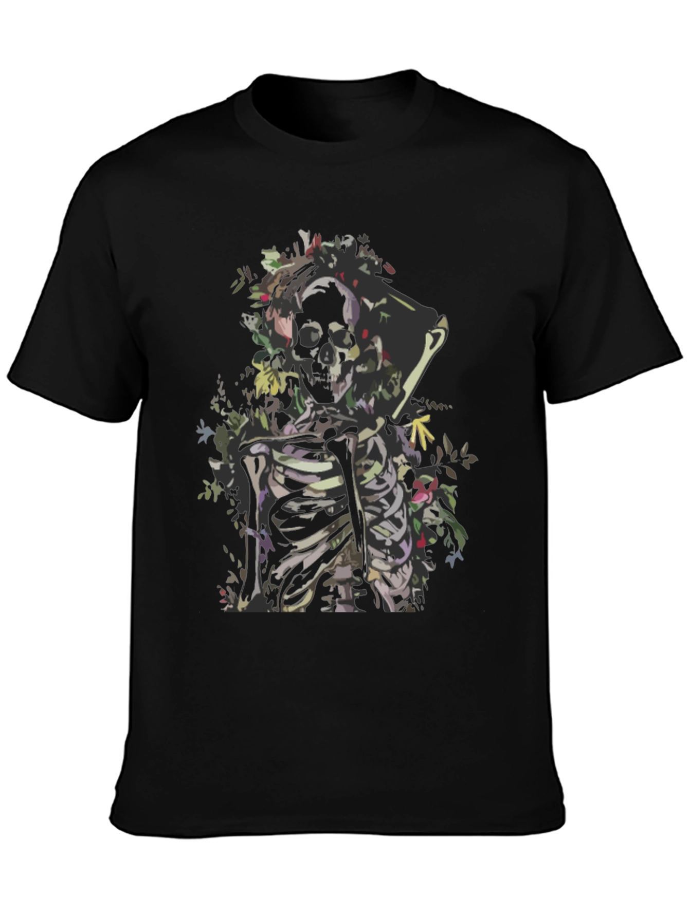 Floral Skeleton Graphic Tee - Dark & Edgy