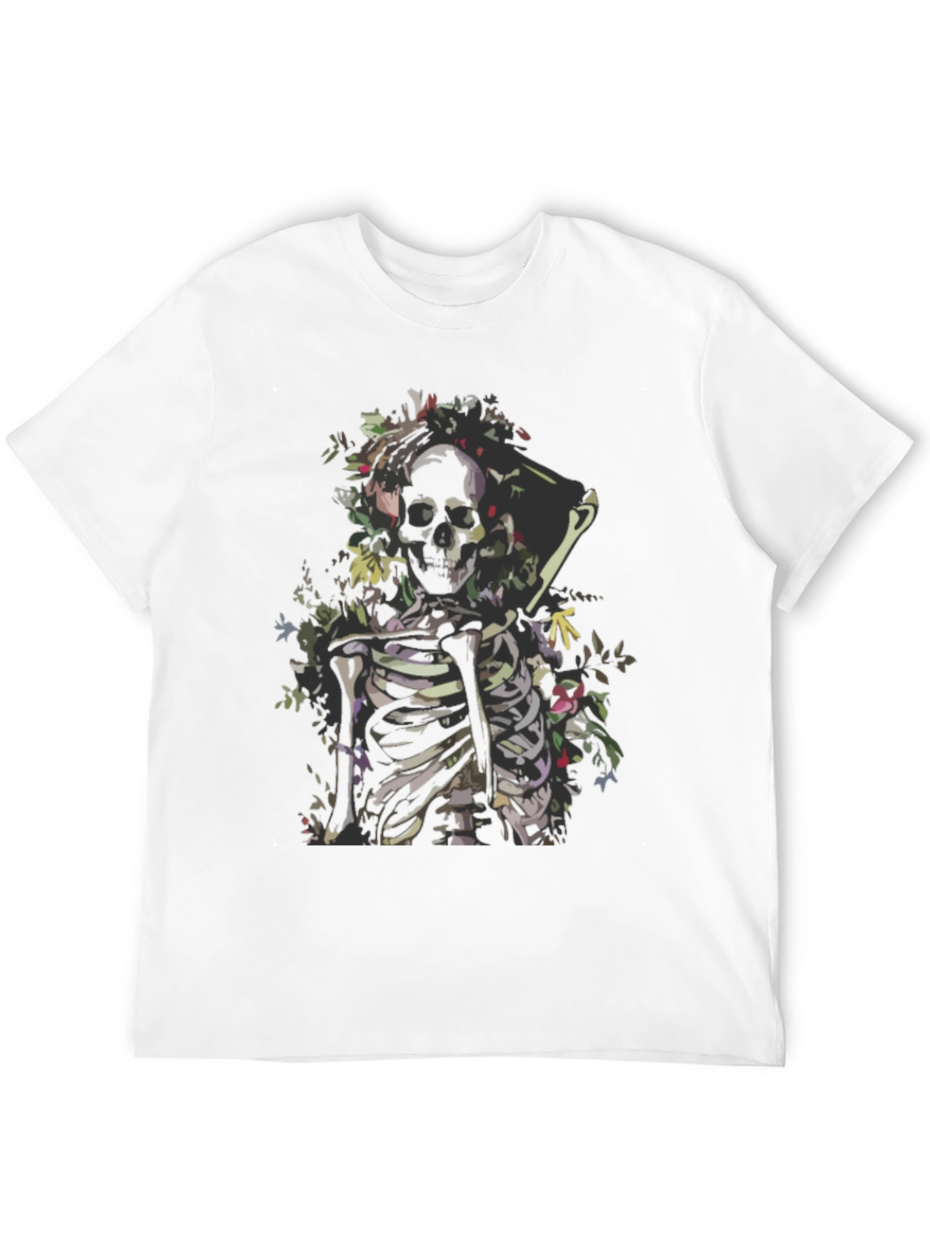 Floral Skeleton Graphic Tee - Dark & Edgy