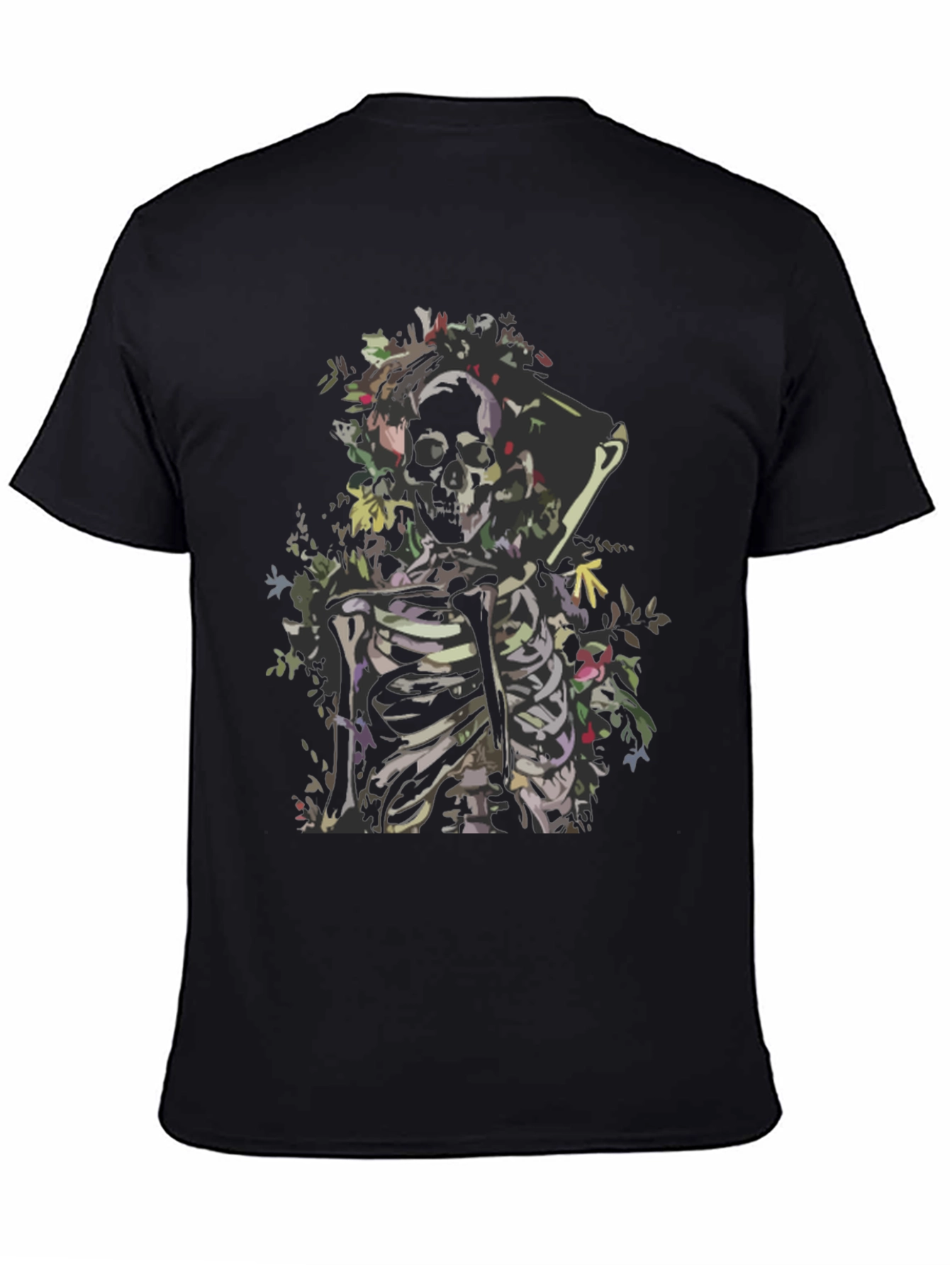 Floral Skeleton Graphic Tee - Dark & Edgy