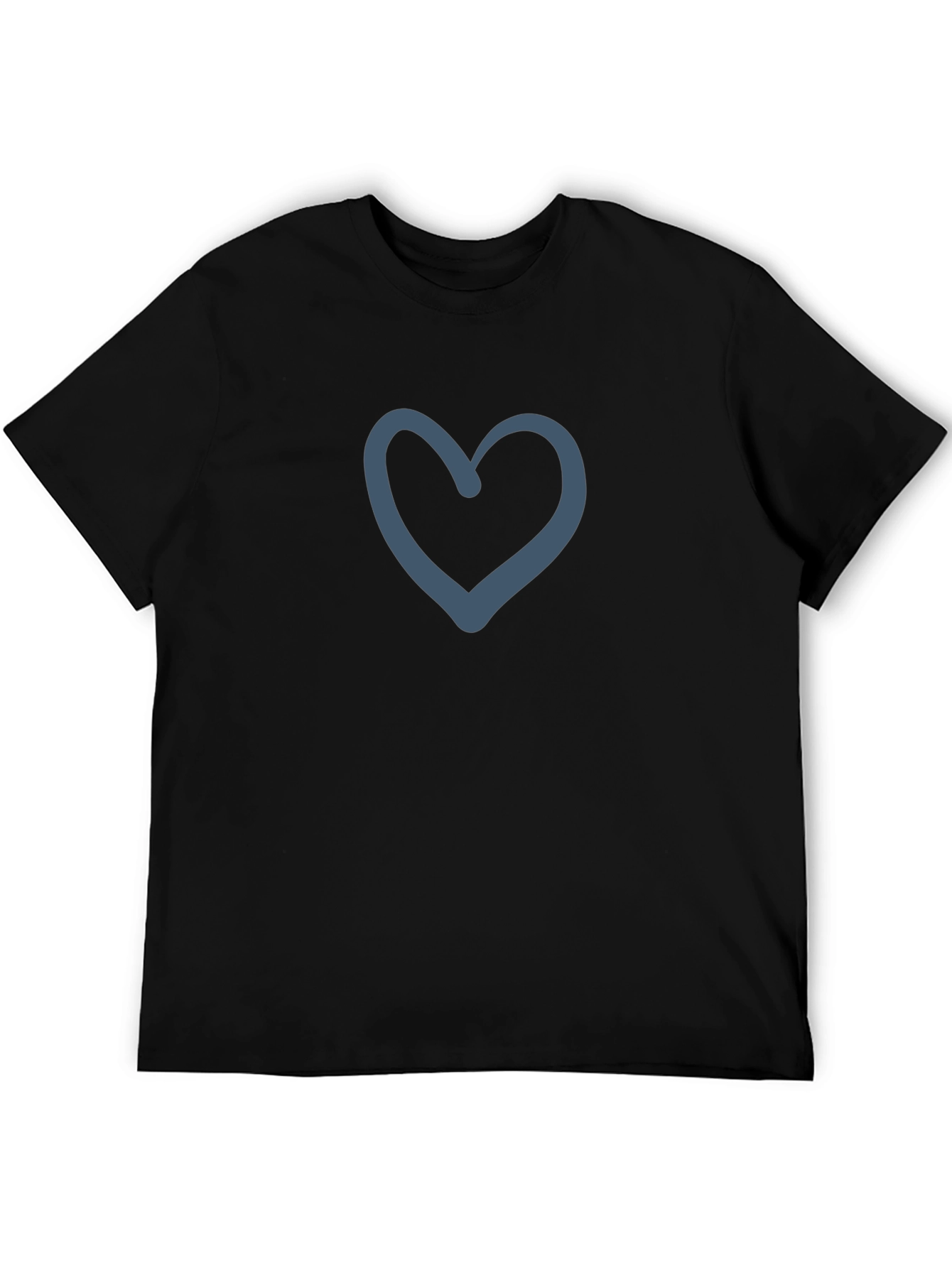 Heart Graphic Black T-Shirt Casual Style