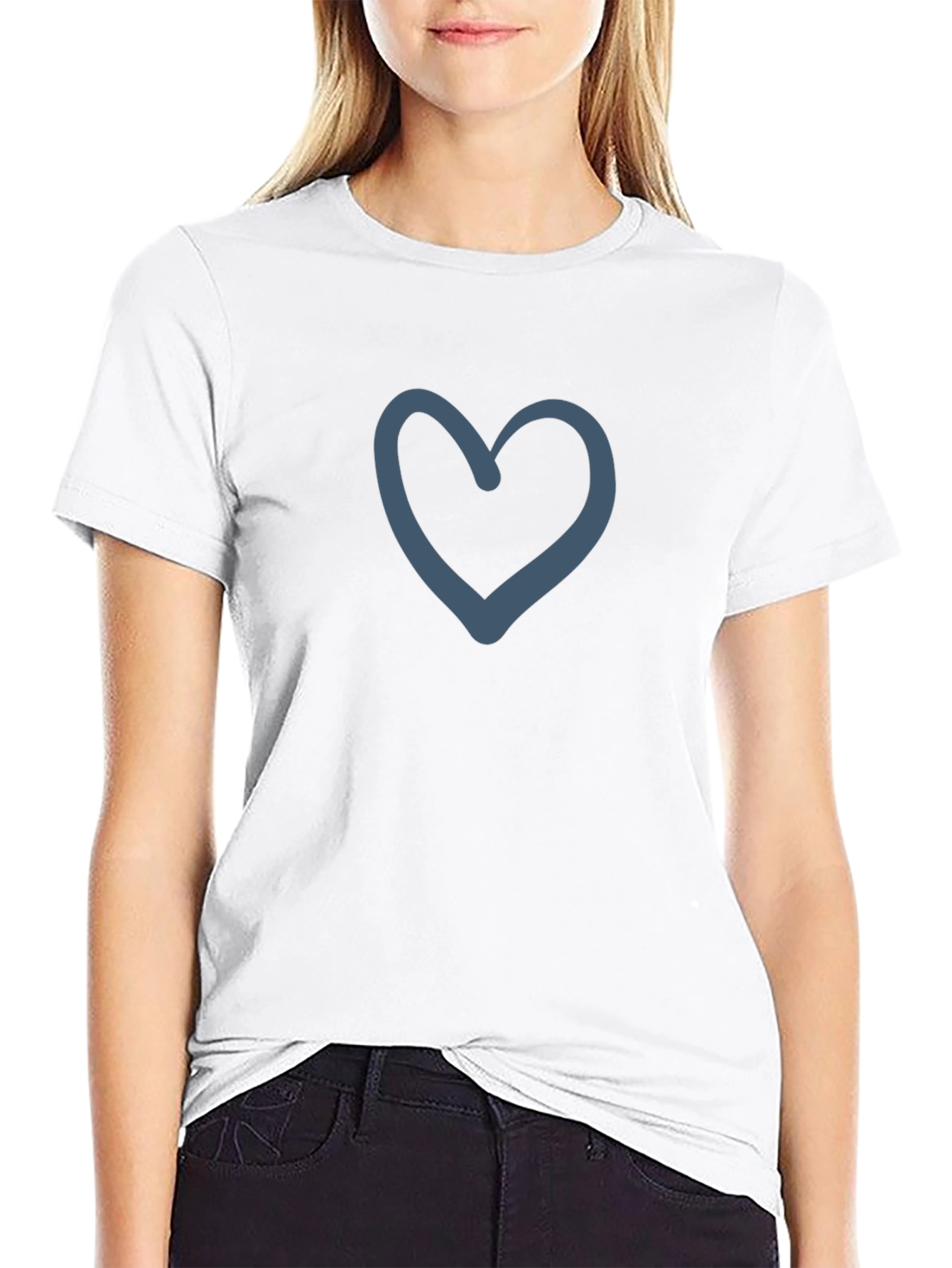 Heart Graphic Black T-Shirt Casual Style