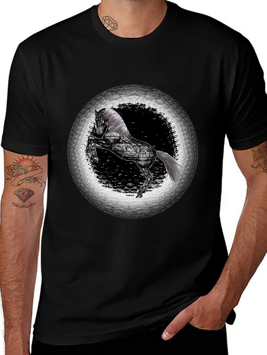 Black Horse Graphic Tee - Unique Design