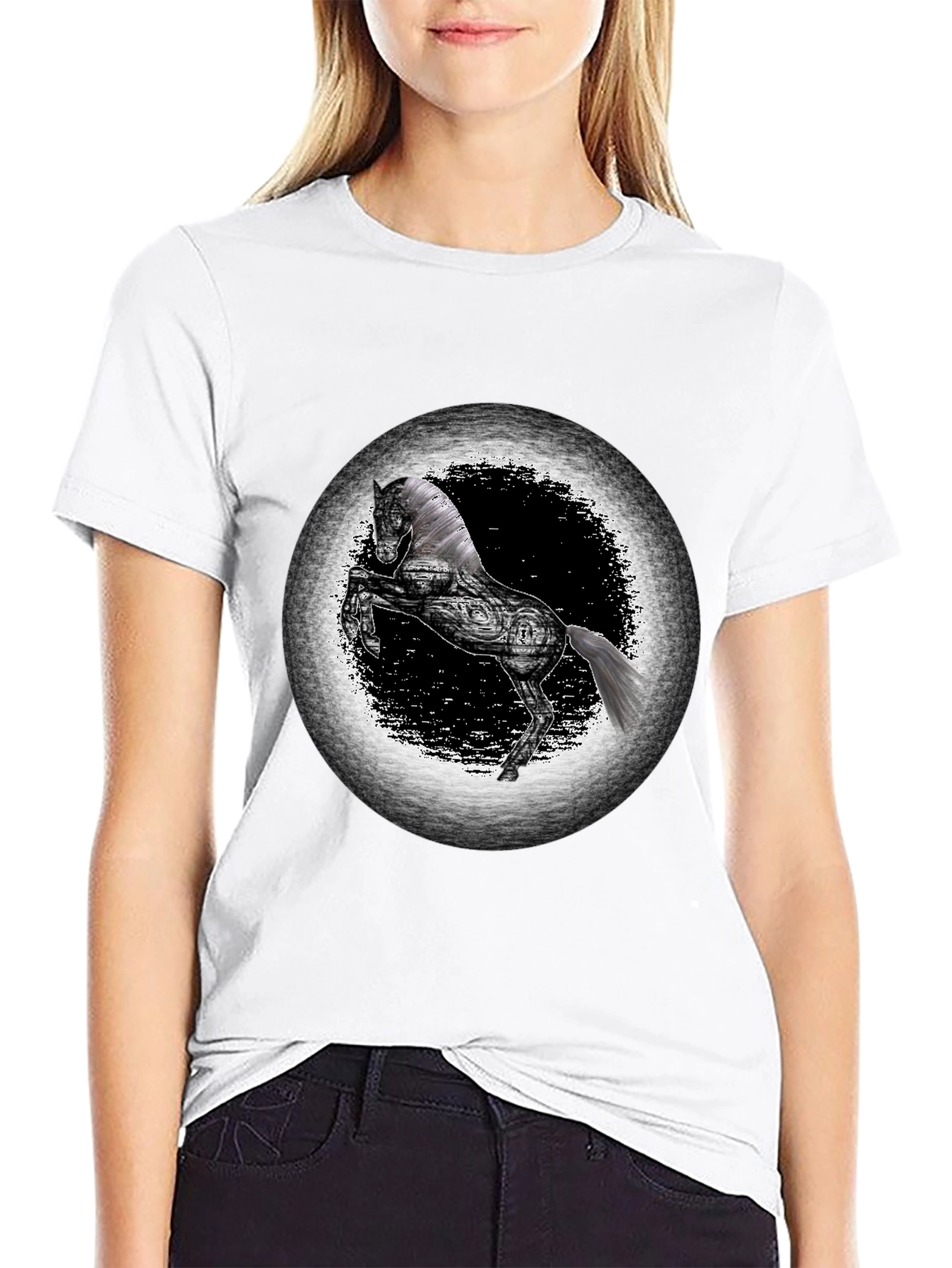 Black Horse Graphic Tee - Unique Design