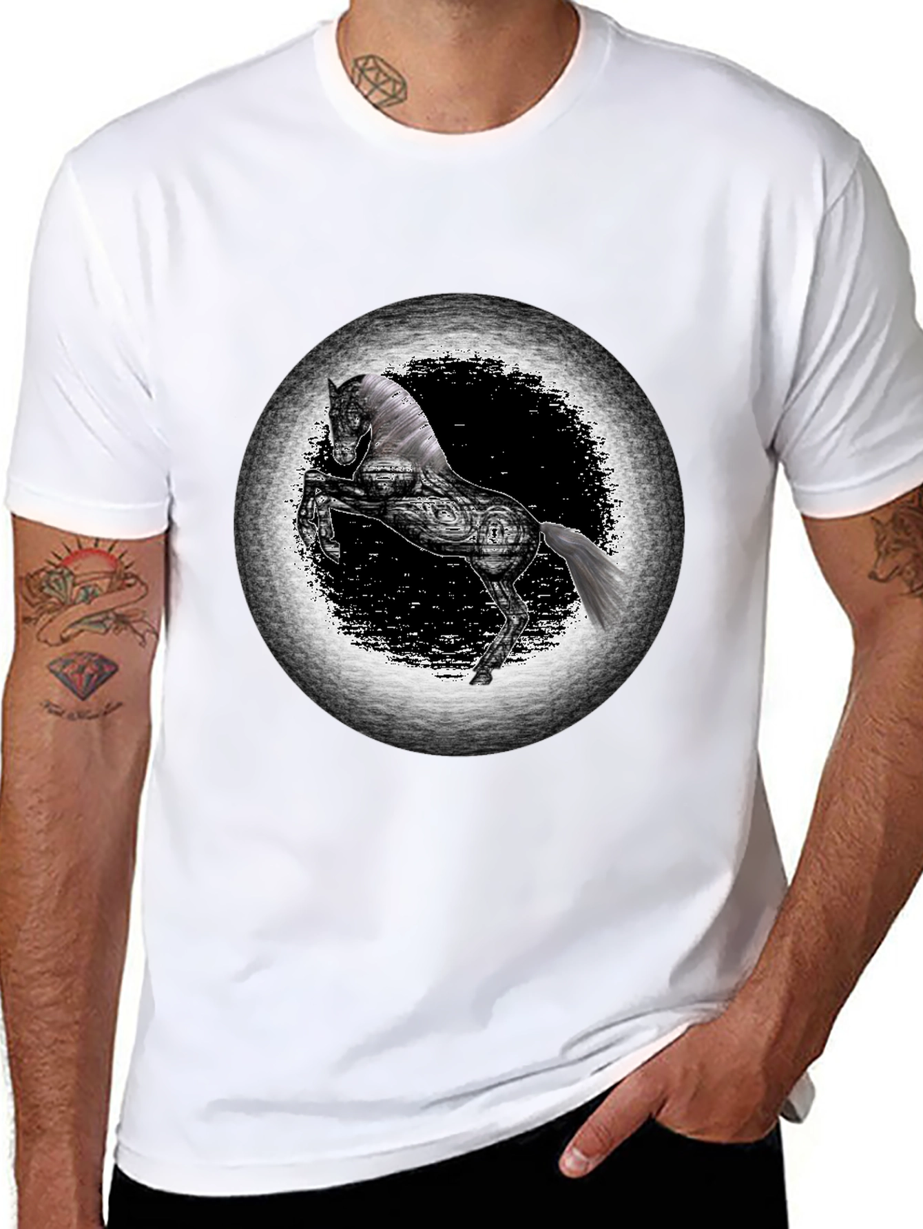 Black Horse Graphic Tee - Unique Design