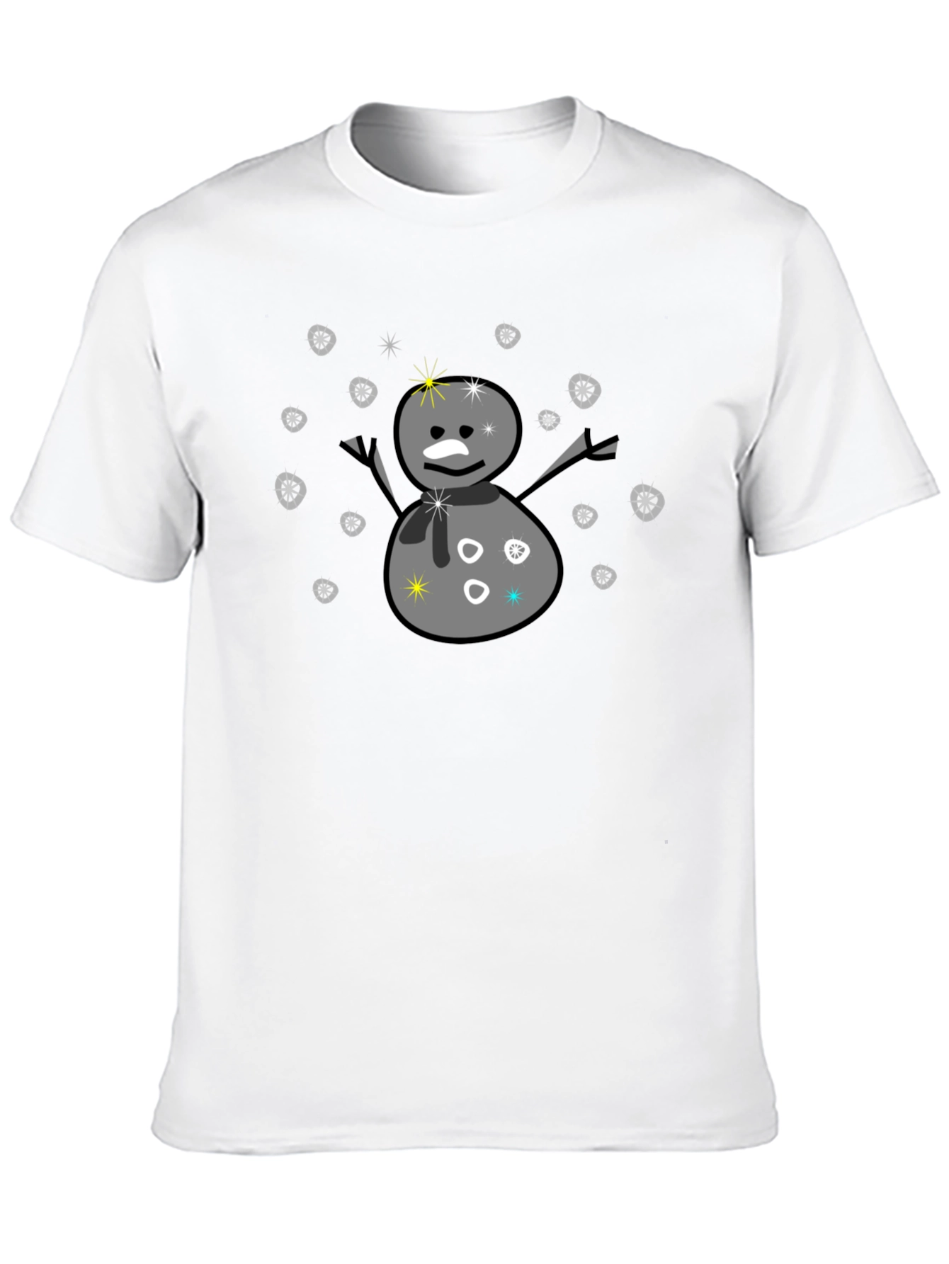 Snowman Graphic Tee - Black Cotton Blend T-Shirt