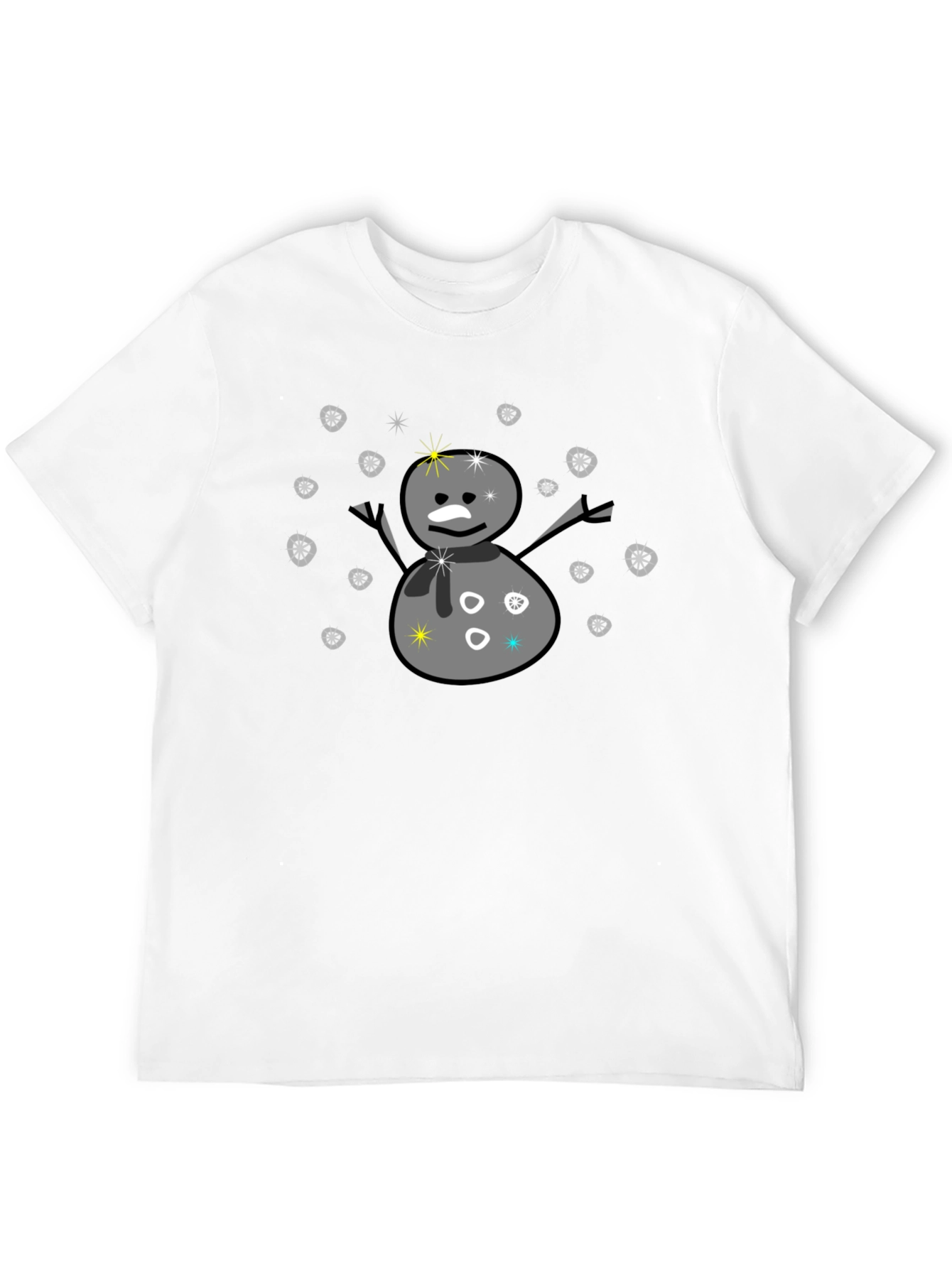 Snowman Graphic Tee - Black Cotton Blend T-Shirt