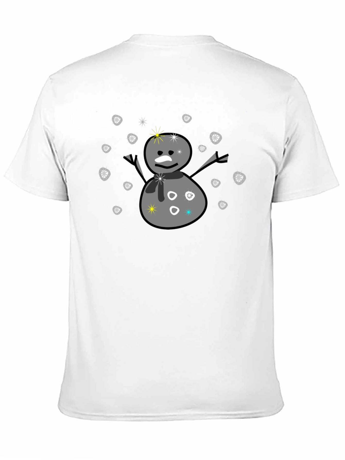 Snowman Graphic Tee - Black Cotton Blend T-Shirt