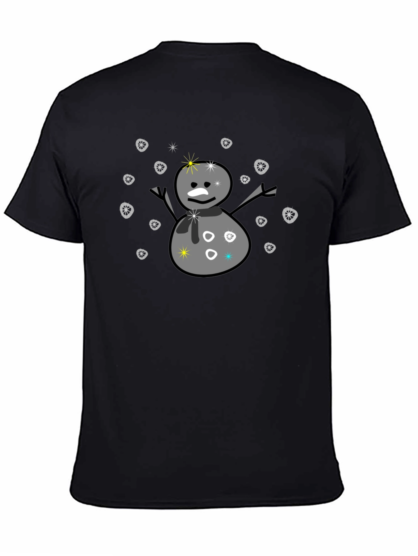 Snowman Graphic Tee - Black Cotton Blend T-Shirt
