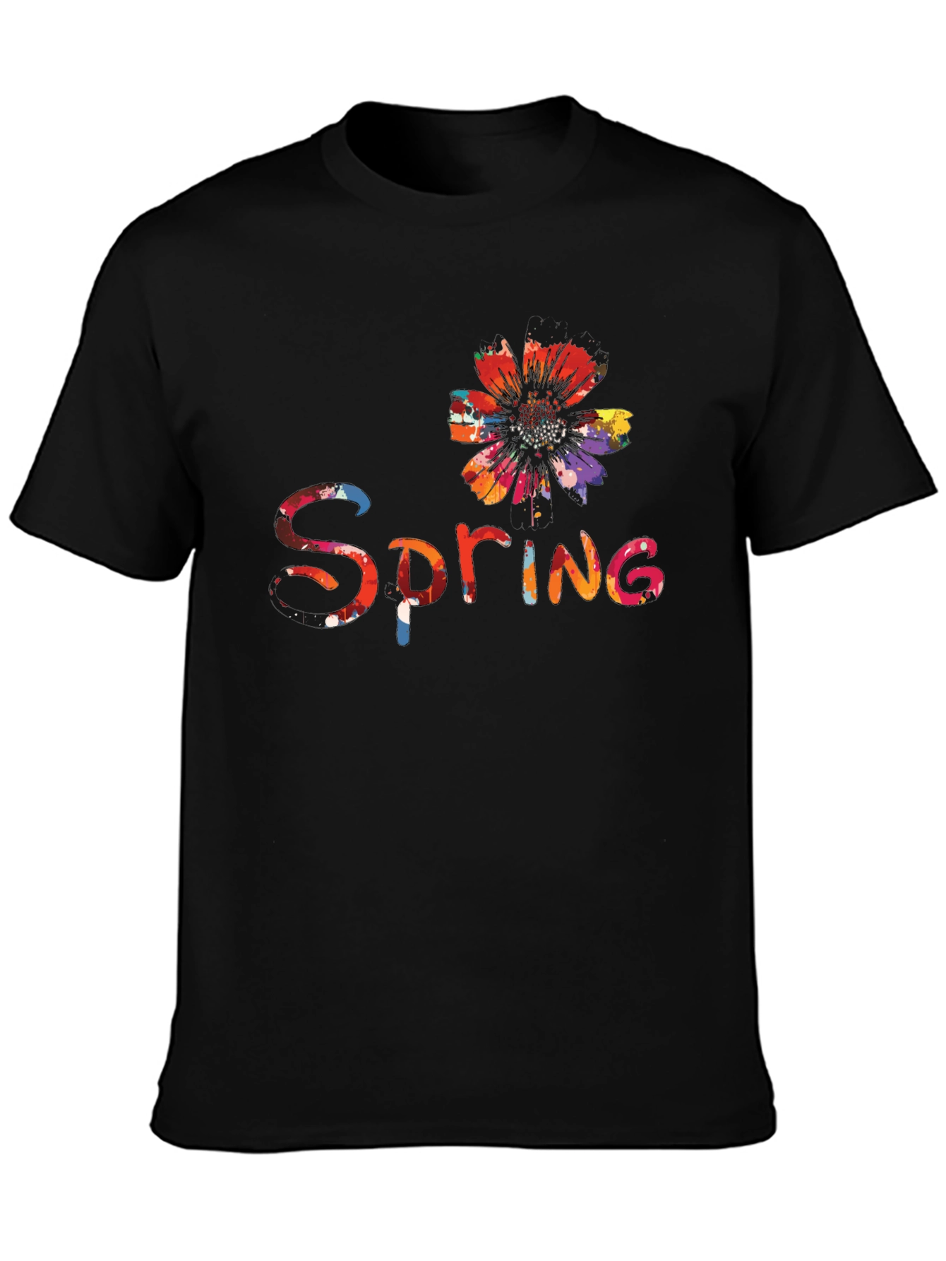 Spring Flower Graphic Tee - Black