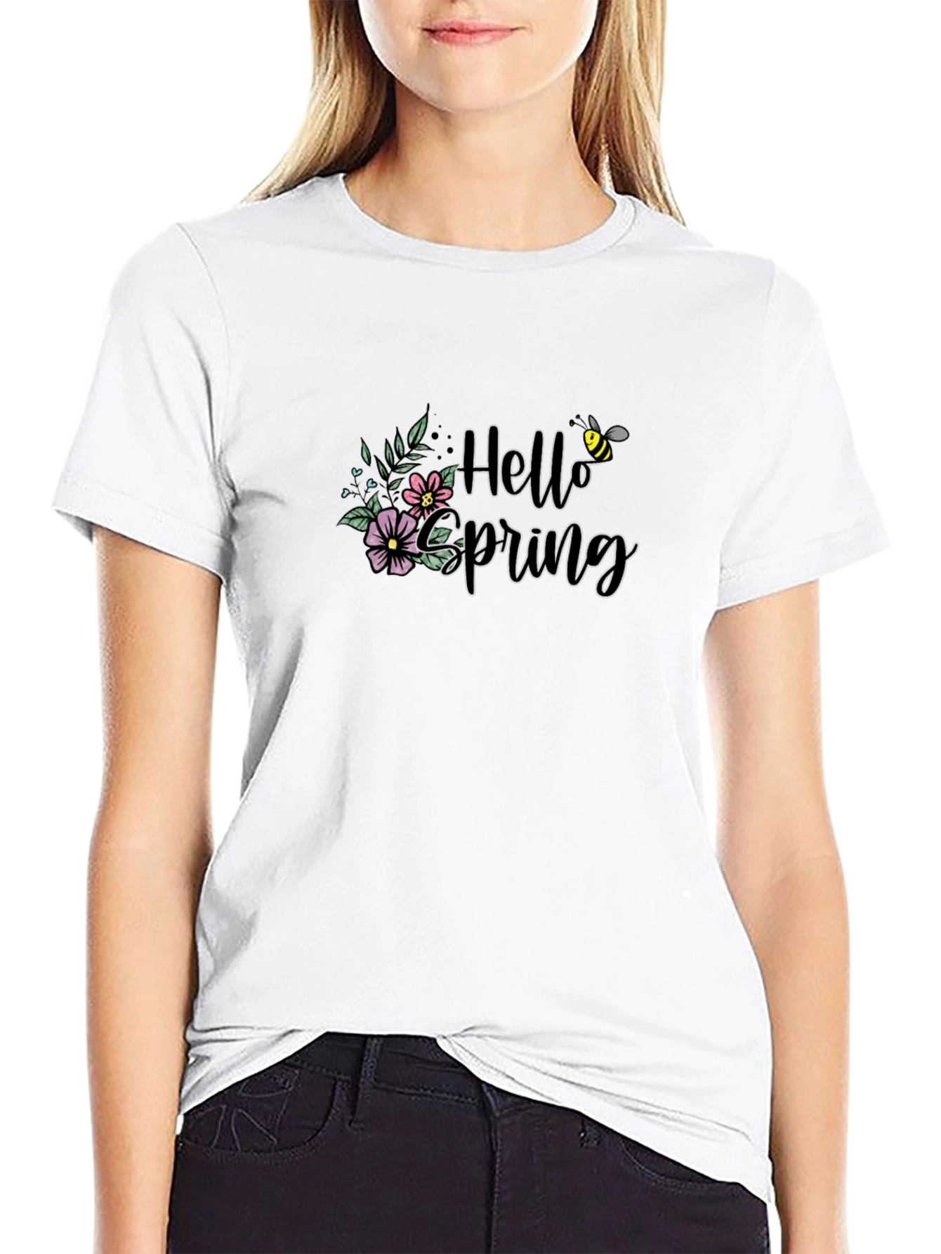 Hello Spring Floral Graphic T-Shirt