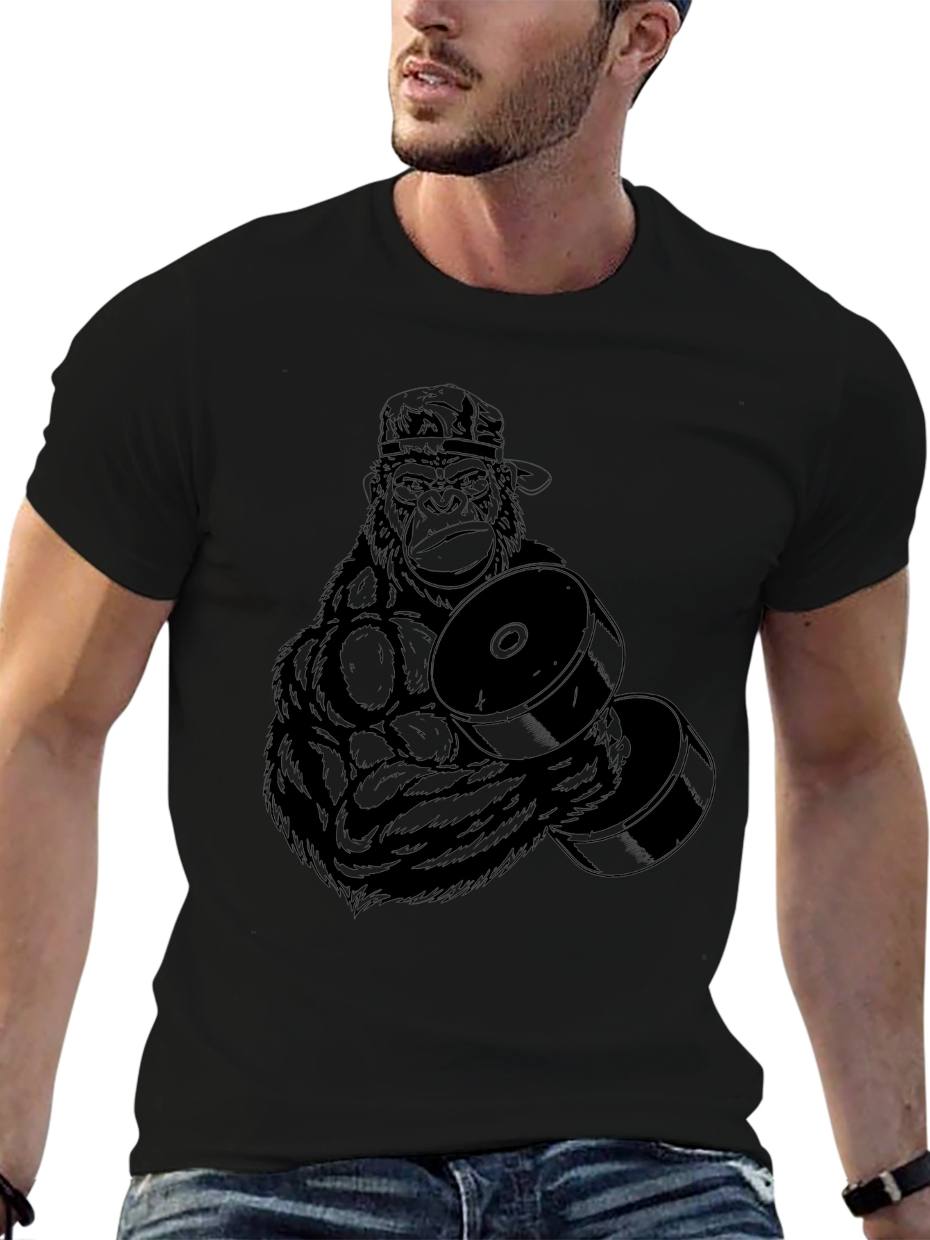 Gorilla Gym T-Shirt - Black Graphic Tee