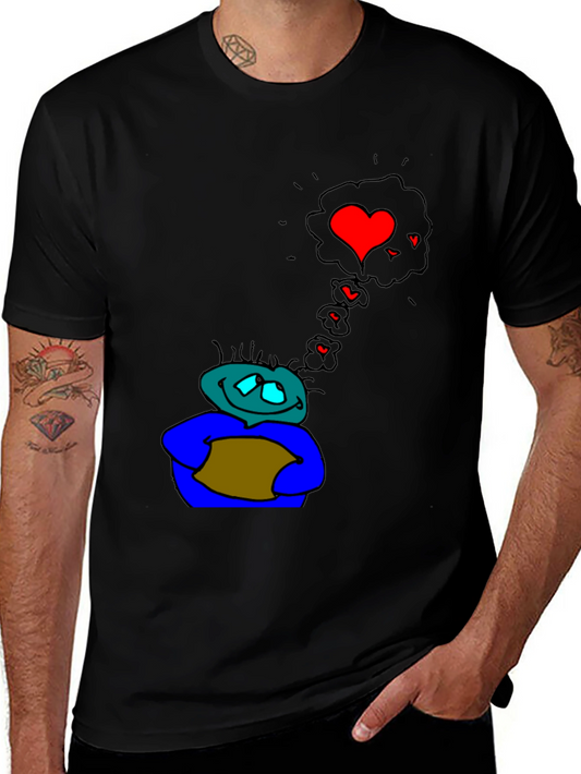 Cartoon Character Heart Dream Black T-Shirt