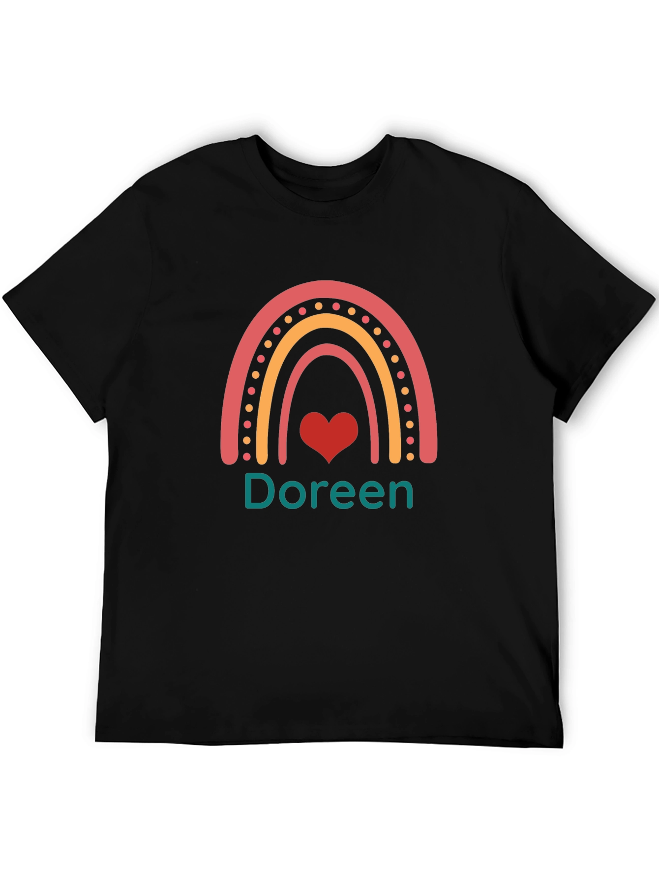 Doreen Rainbow Heart T-Shirt - Custom Name Tee
