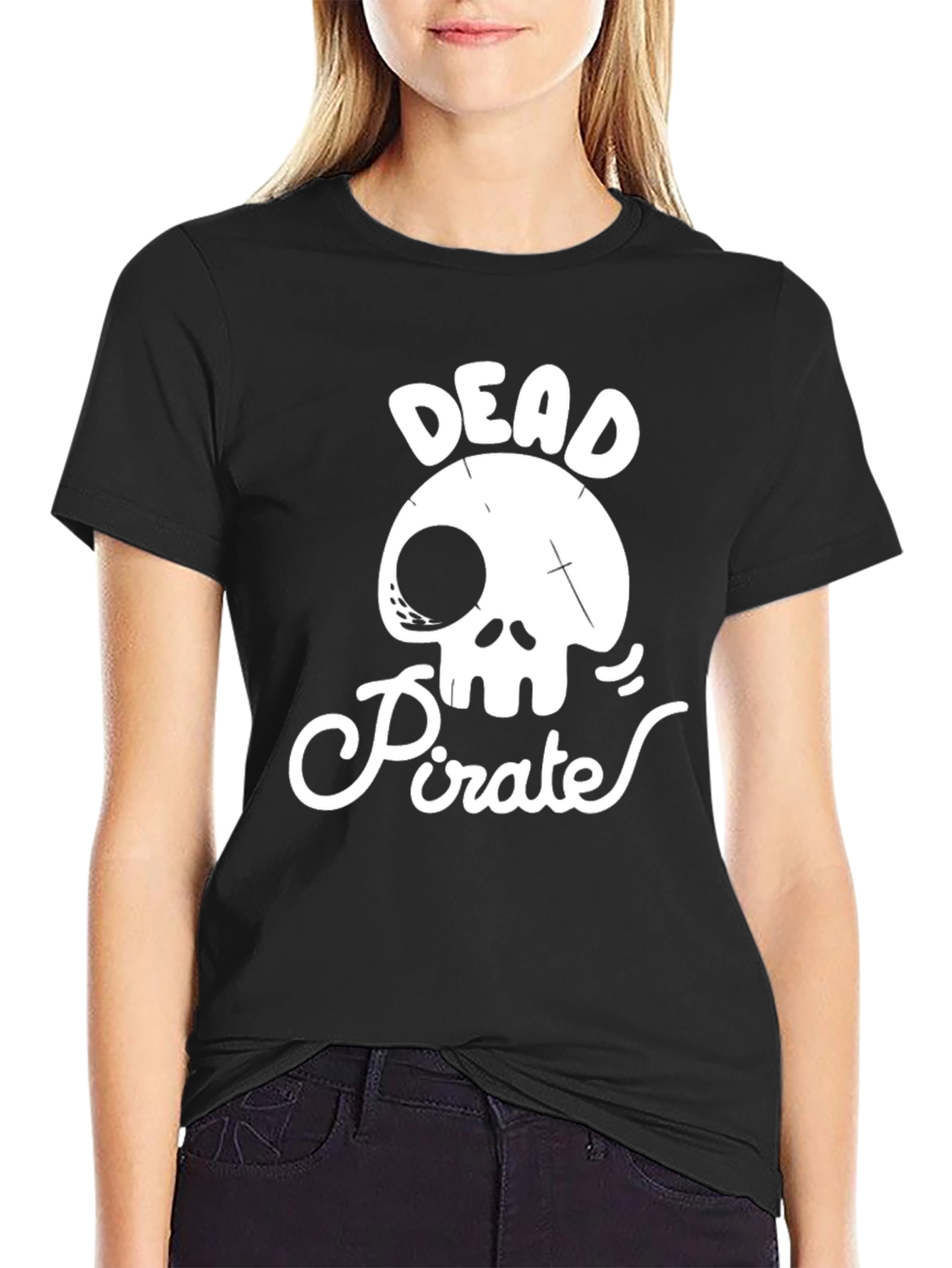 Dead Pirate Graphic T-Shirt Skull Tee Mens Black Cotton