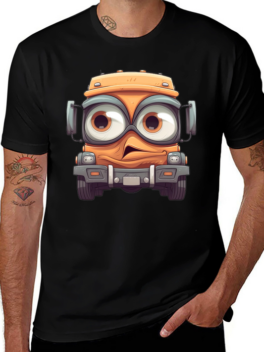 Cartoon Truck Graphic Black T-Shirt