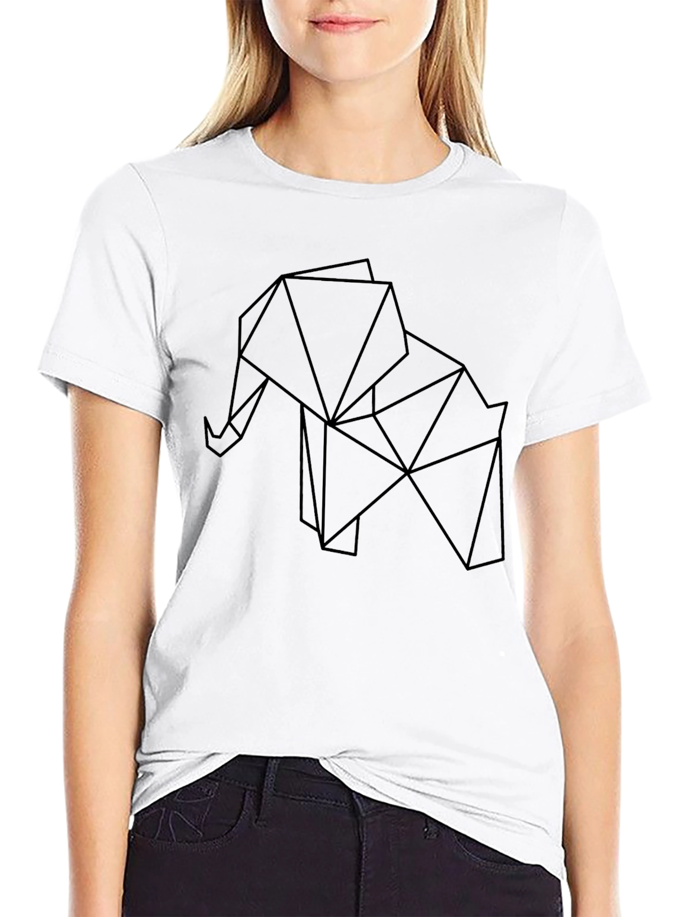Geometric Elephant Black T-Shirt