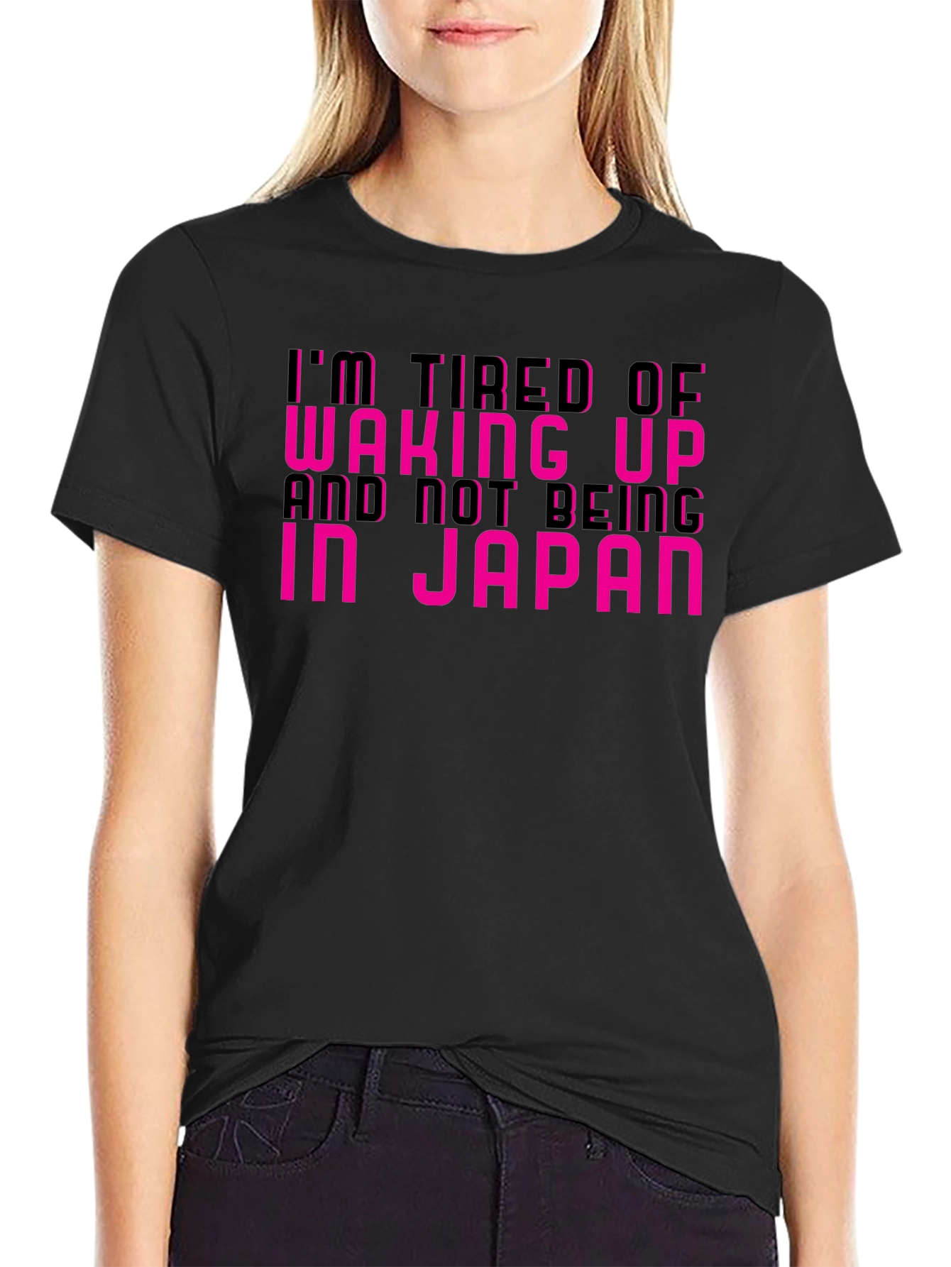Im Tired of Not Being In Japan Black Tee