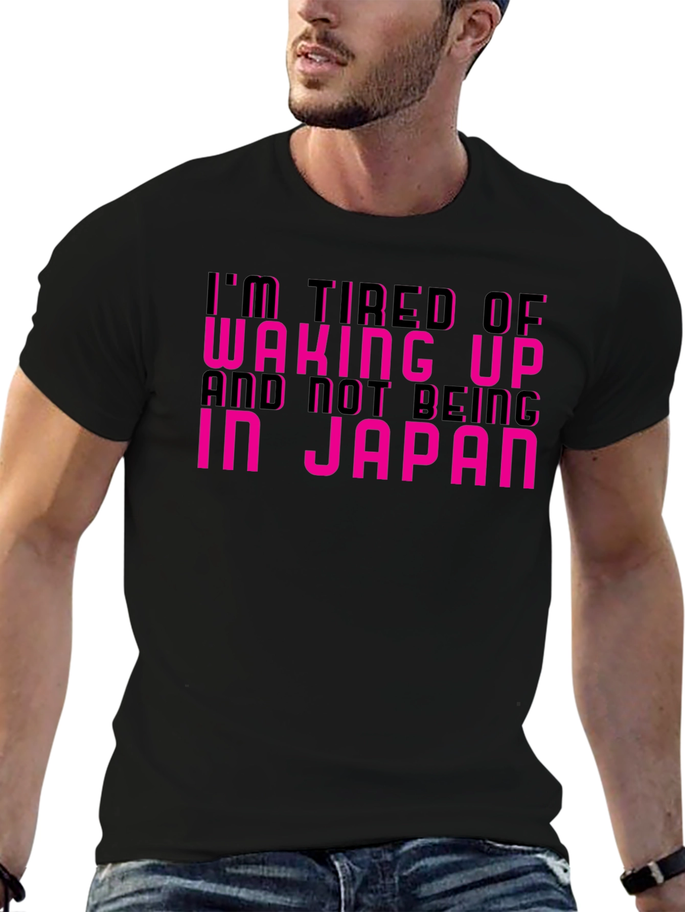 Im Tired of Not Being In Japan Black Tee