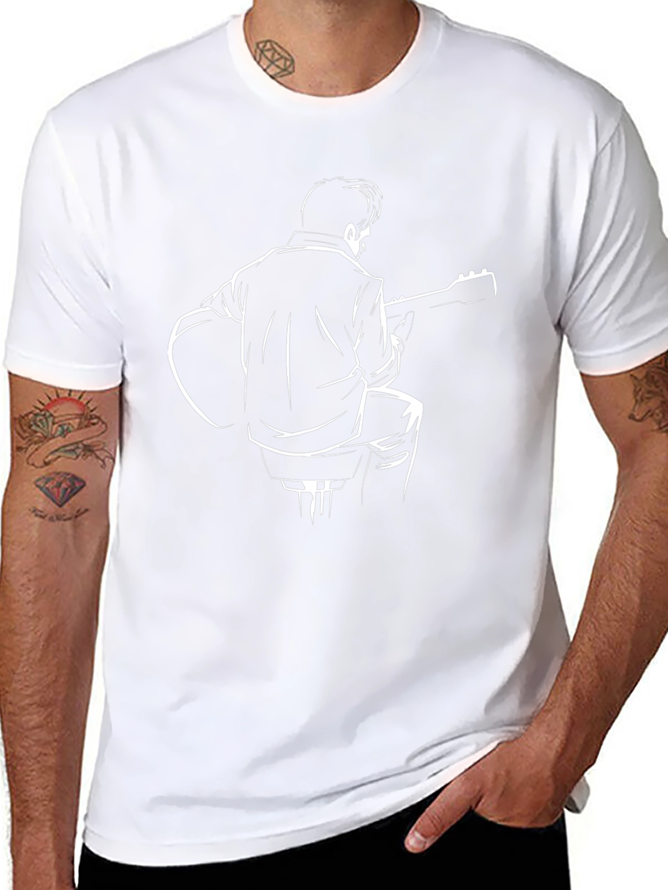 Guitar Player Graphic Tee - Black