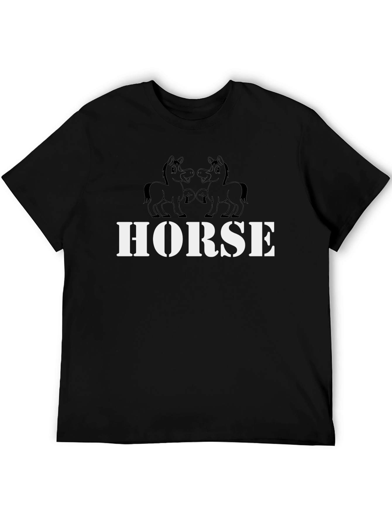 Horse Graphic Tee - Black Cotton T-Shirt
