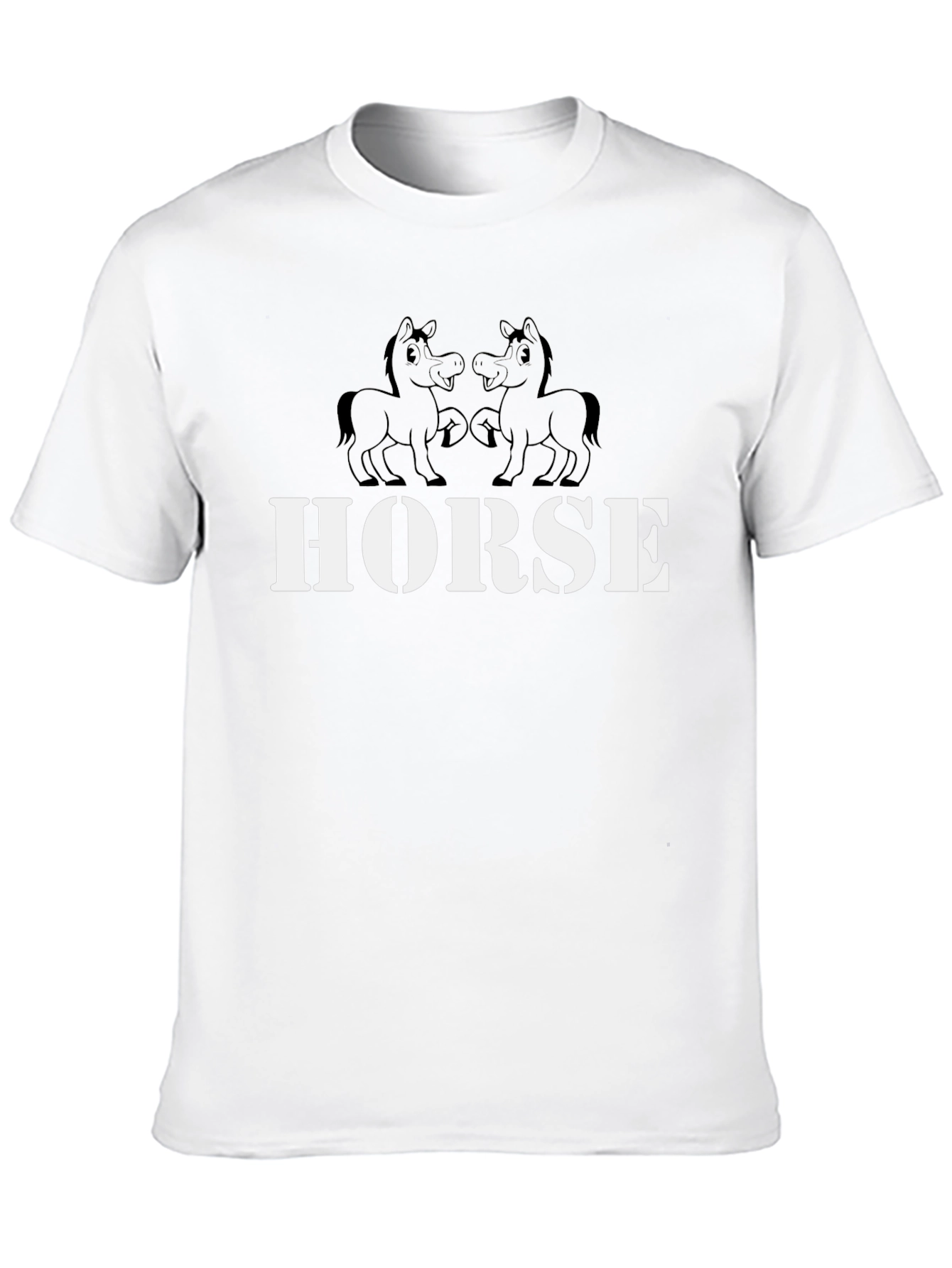 Horse Graphic Tee - Black Cotton T-Shirt