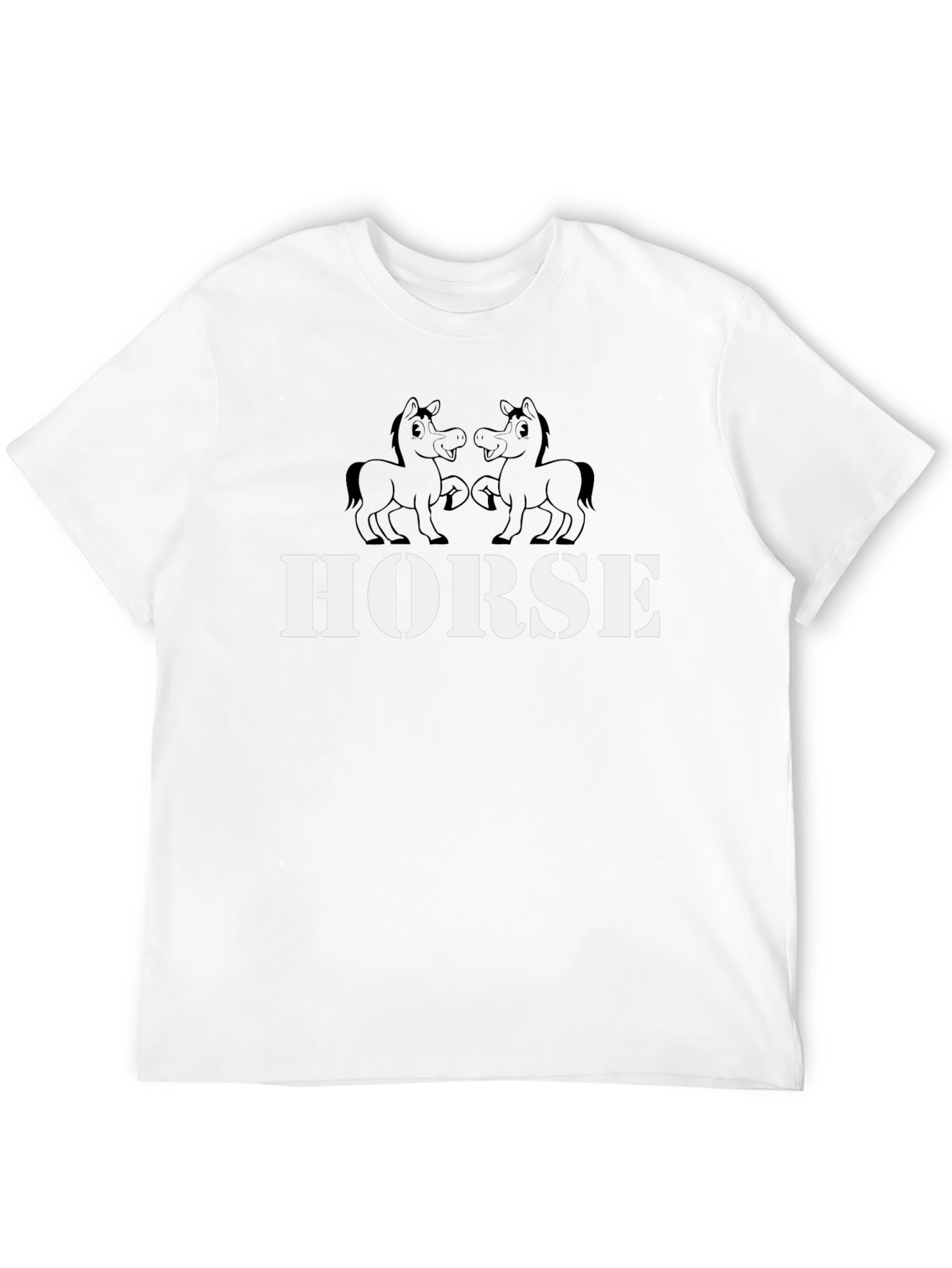 Horse Graphic Tee - Black Cotton T-Shirt