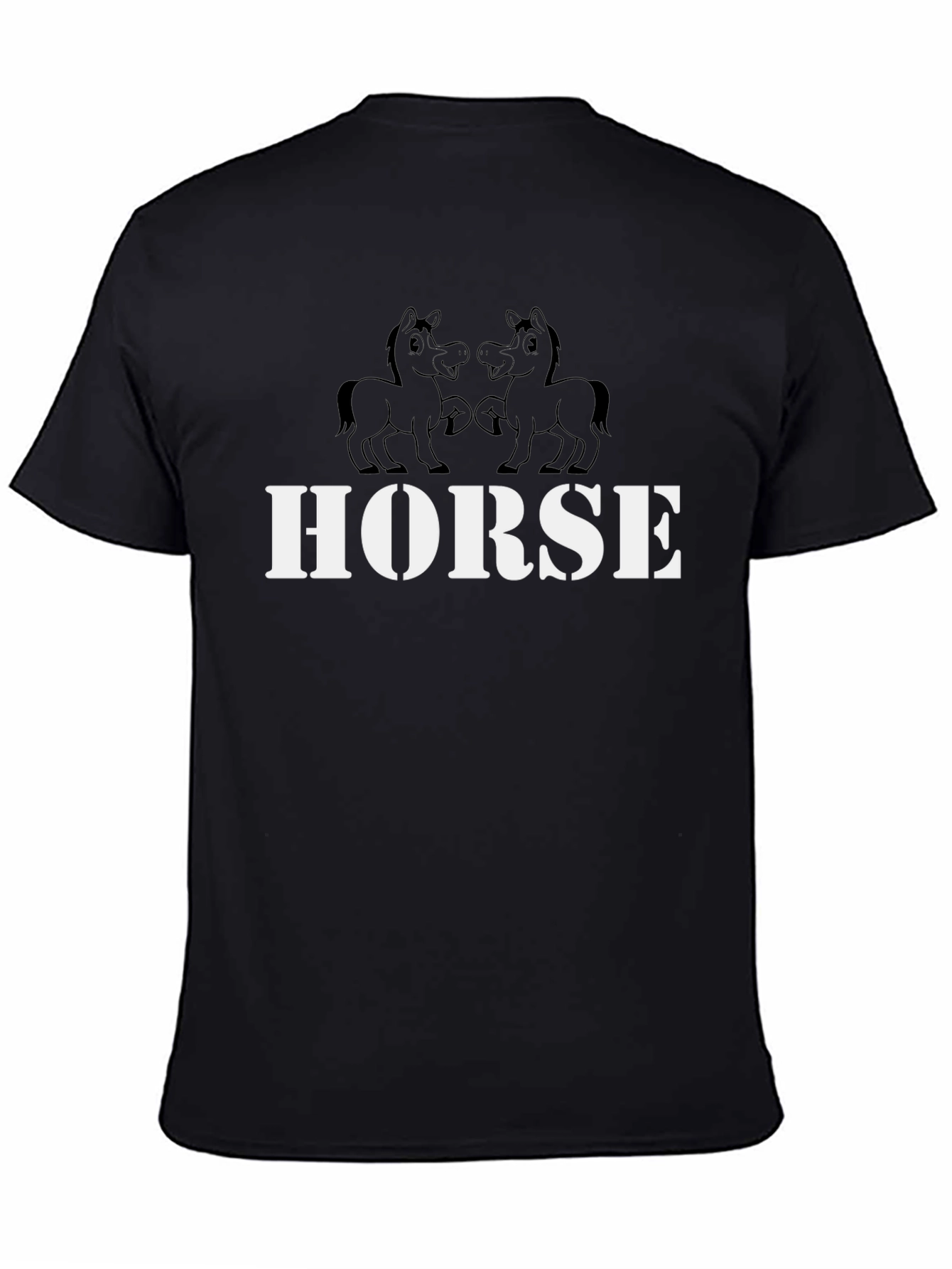 Horse Graphic Tee - Black Cotton T-Shirt