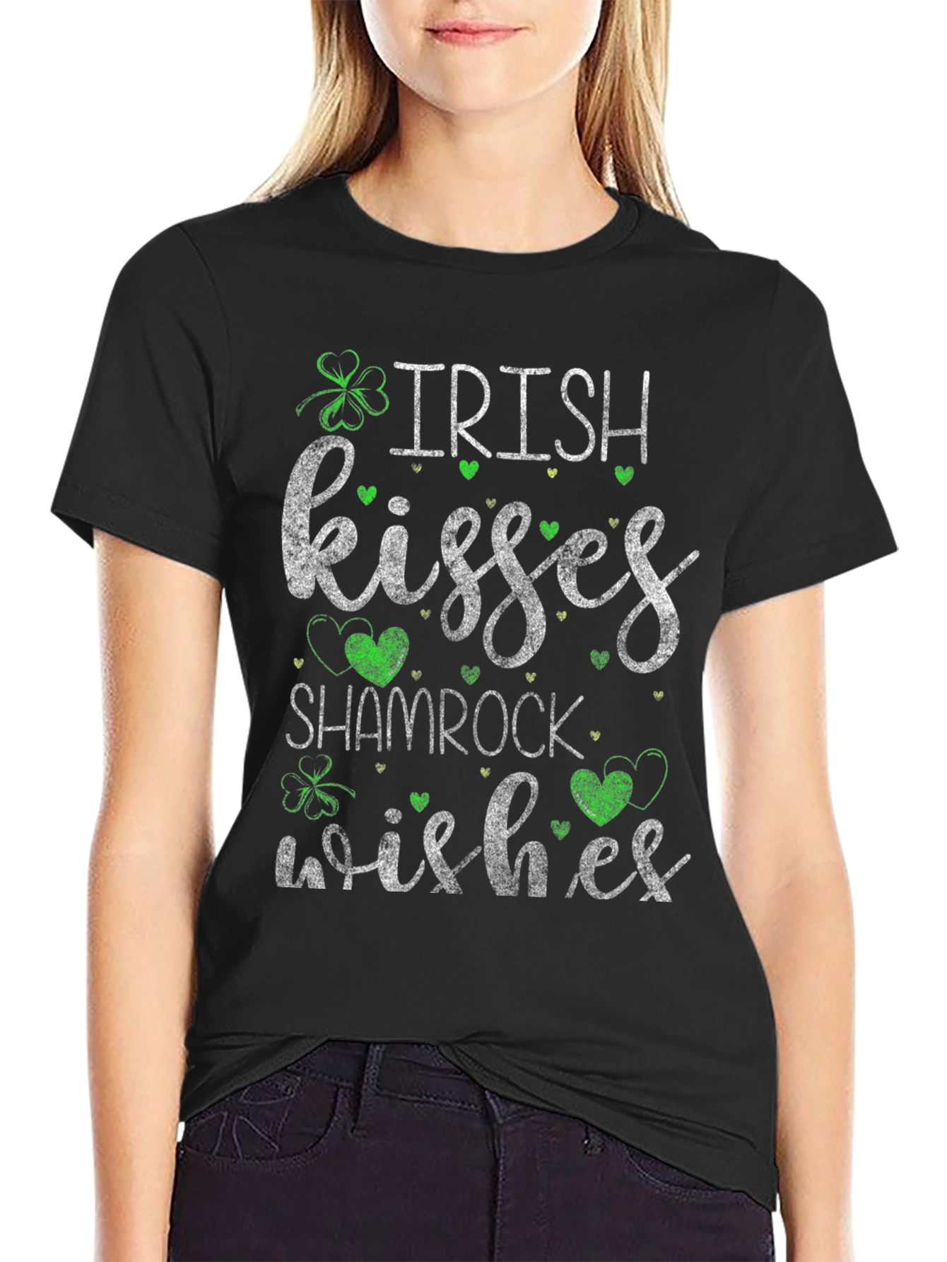 Irish Kisses Shamrock Wishes Graphic T-Shirt