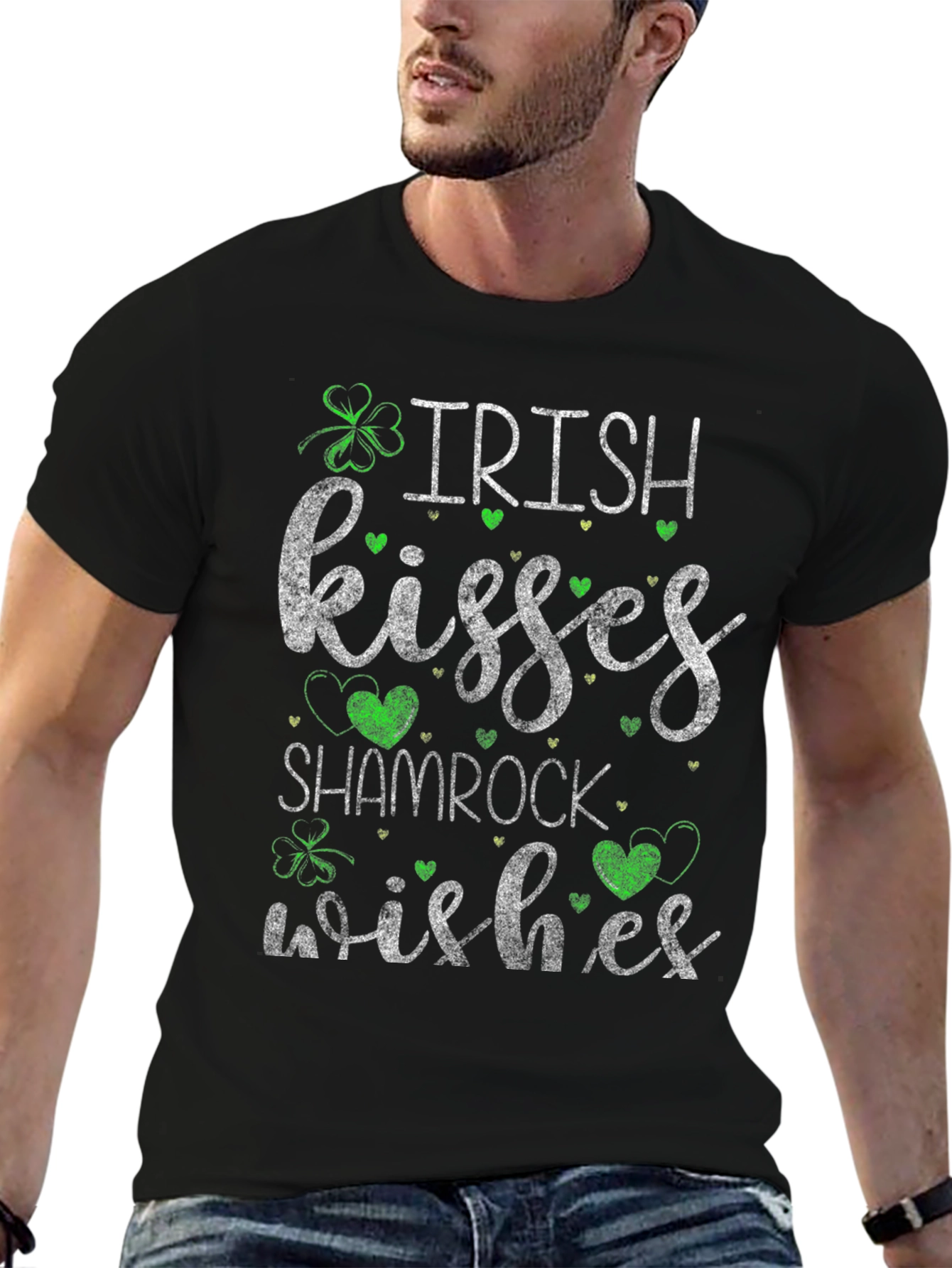 Irish Kisses Shamrock Wishes Graphic T-Shirt