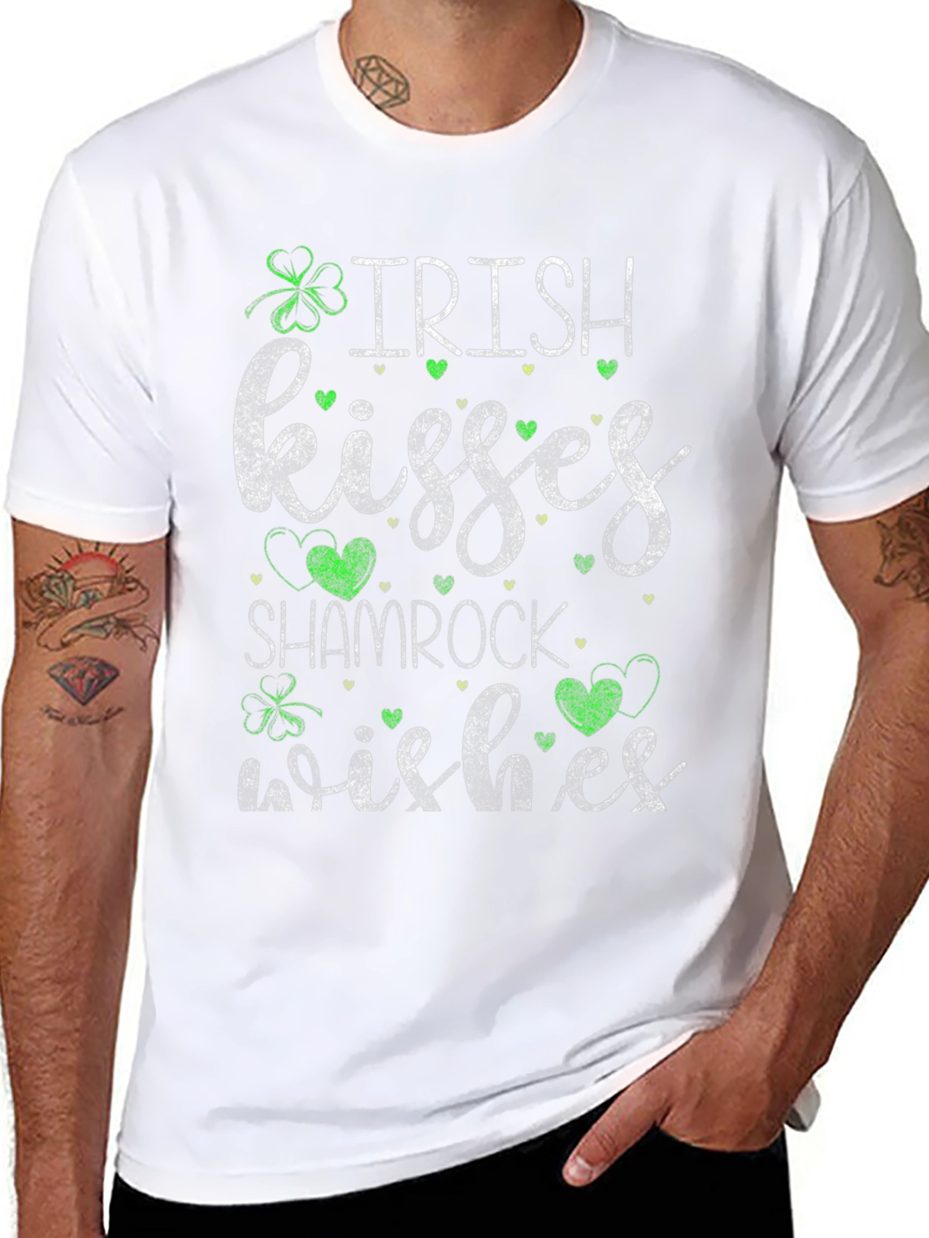 Irish Kisses Shamrock Wishes Graphic T-Shirt