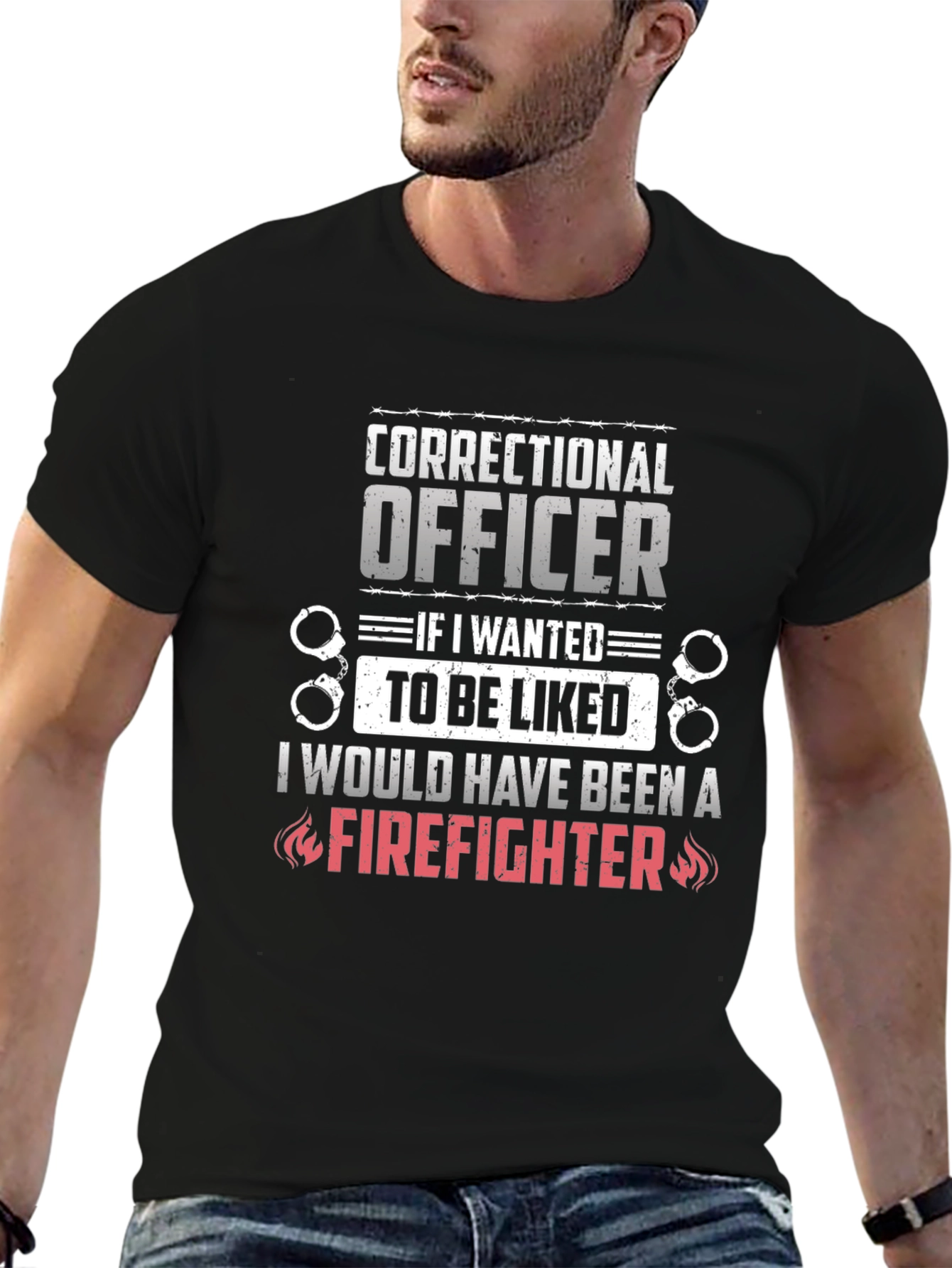 Correctional Officer Firefighter Graphic T-Shirt