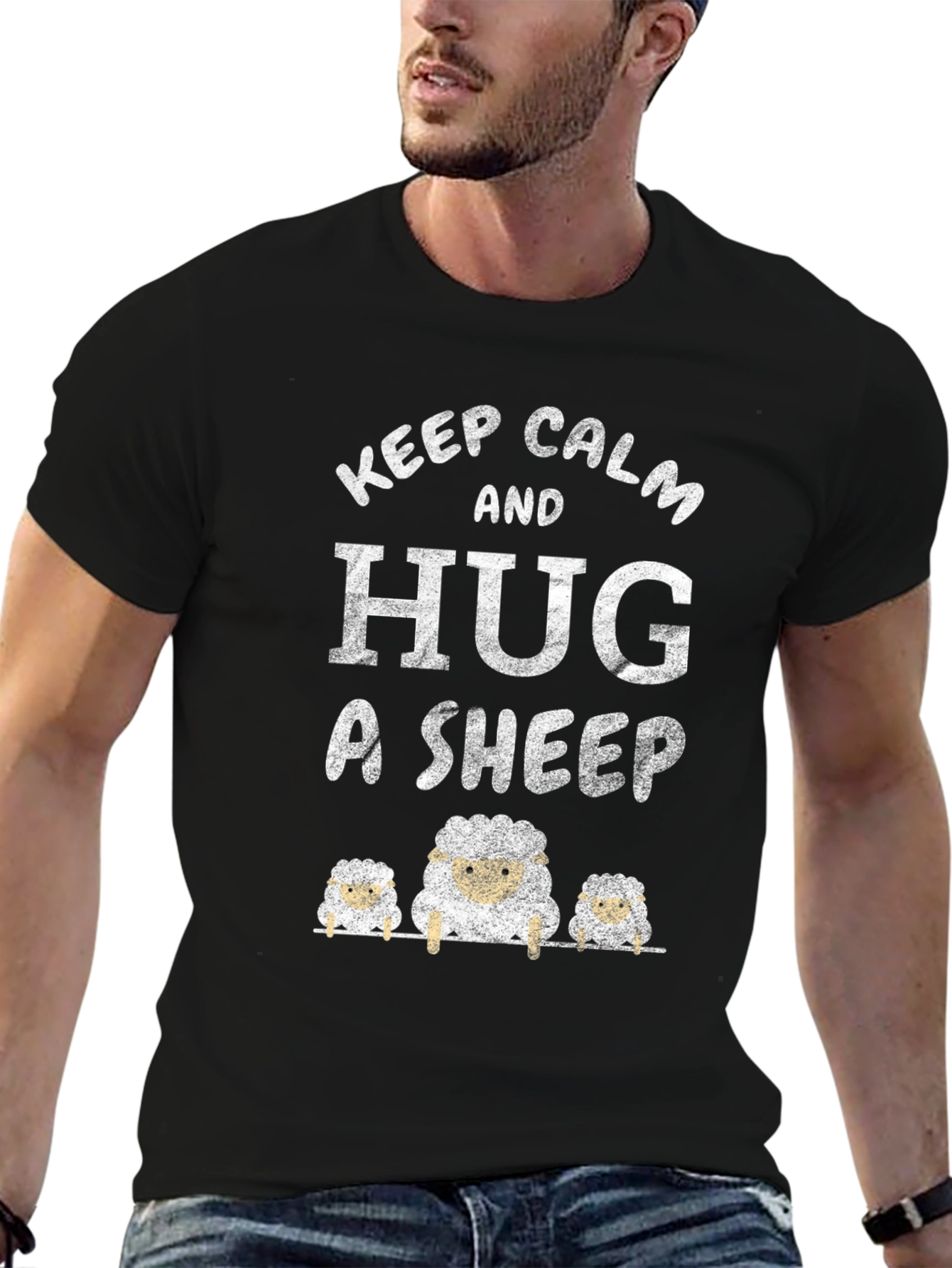 Keep Calm and Hug A Sheep Graphic Tee