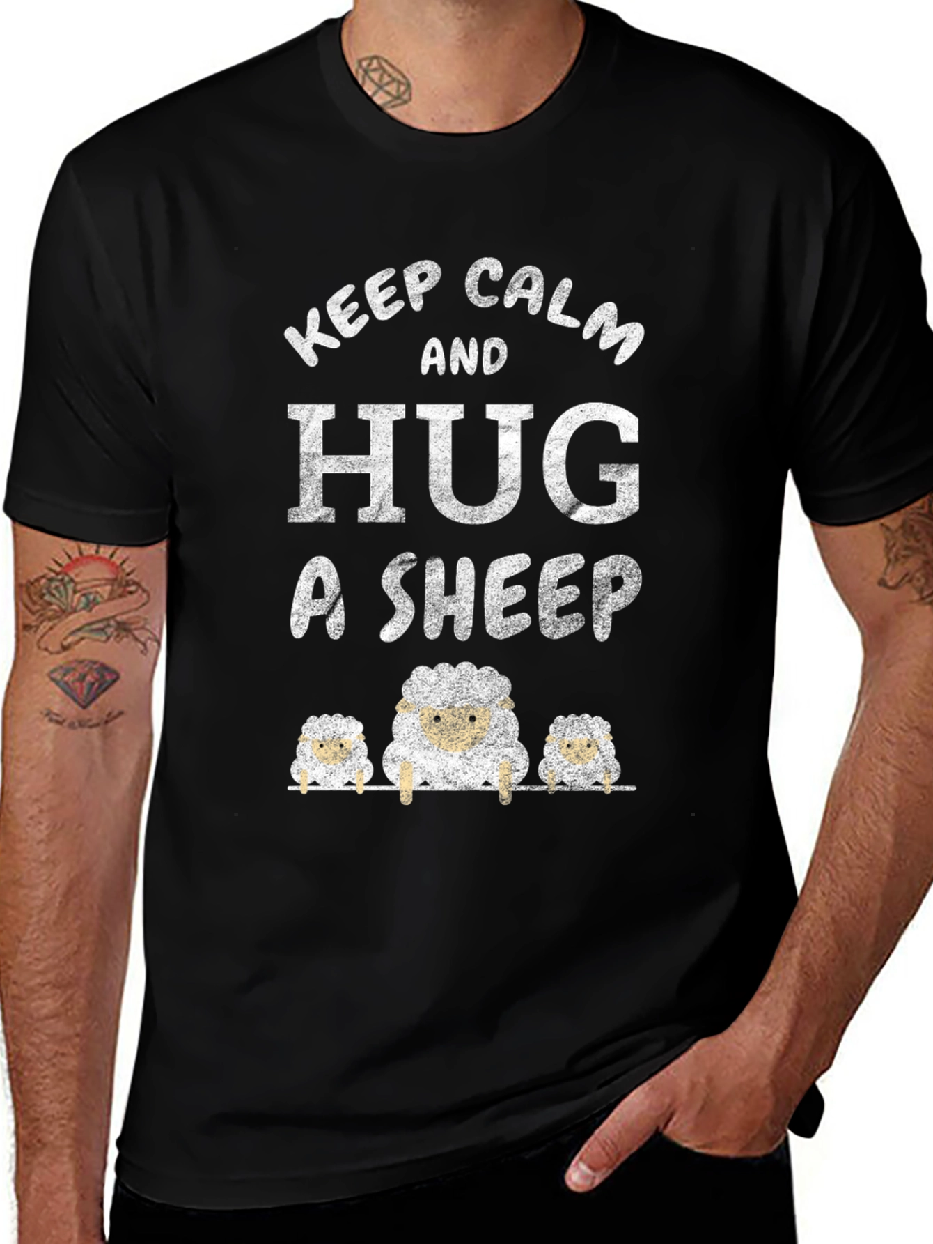 Keep Calm and Hug A Sheep Graphic Tee