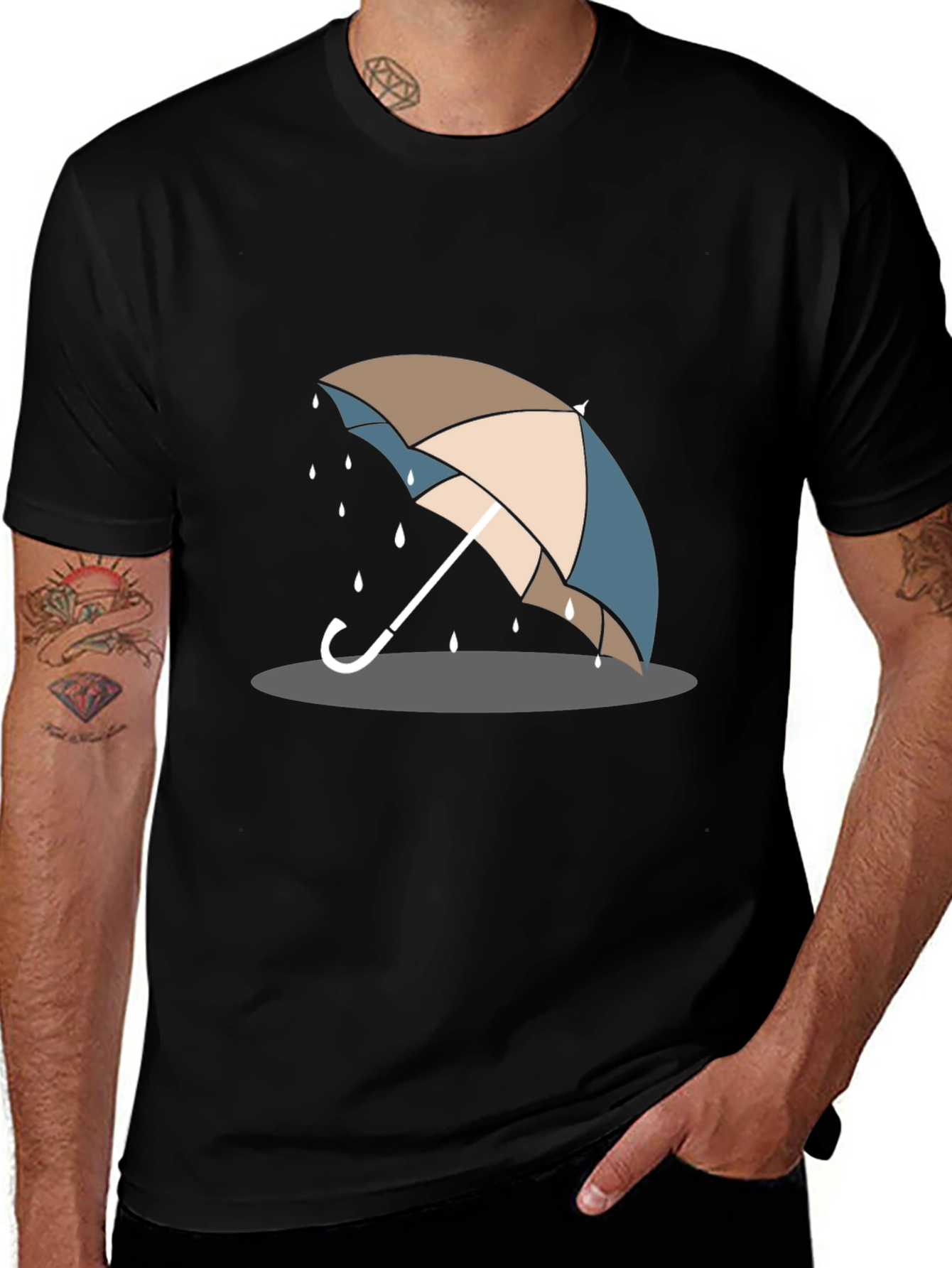Umbrella Graphic T-Shirt - Stylish Rain Protection