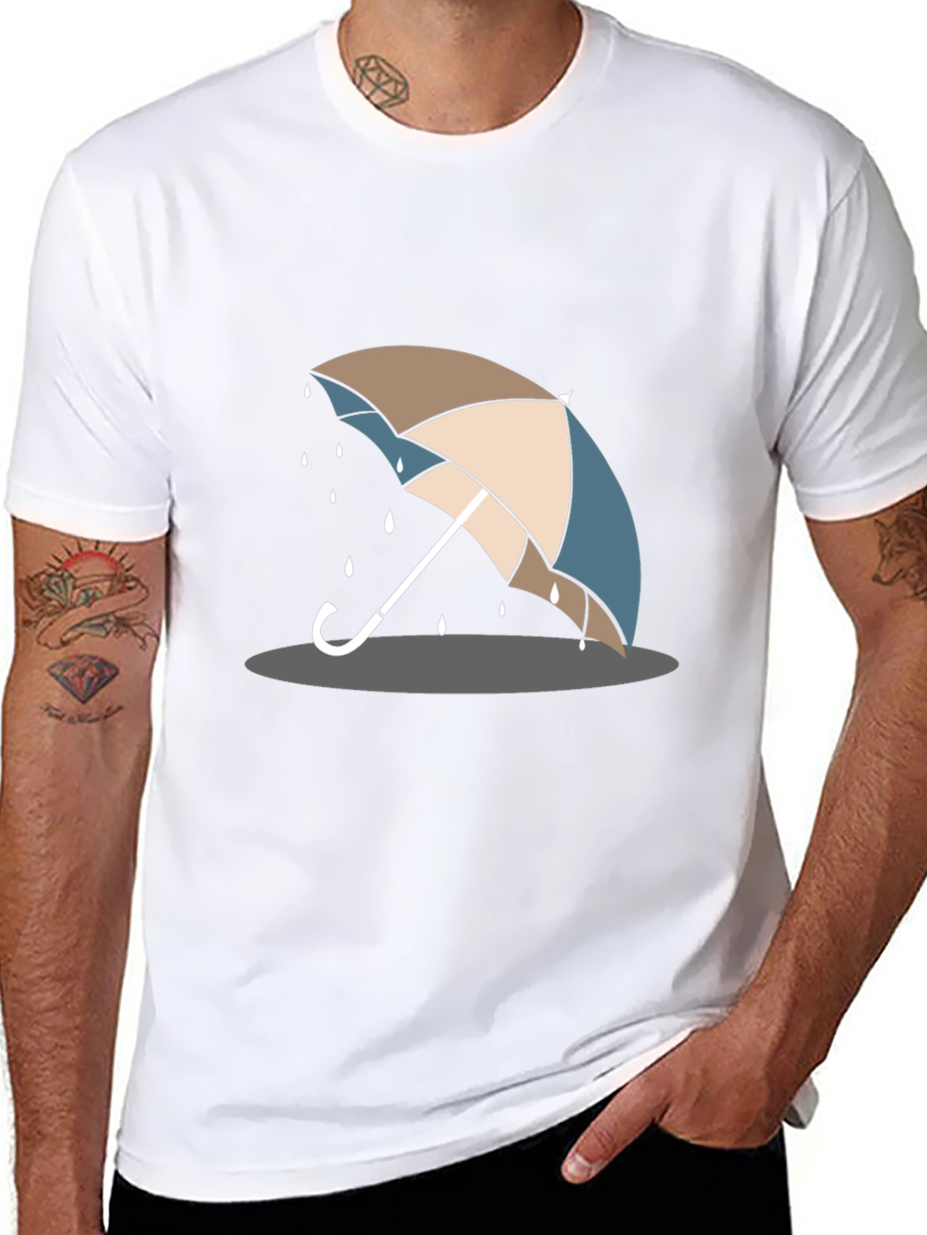 Umbrella Graphic T-Shirt - Stylish Rain Protection