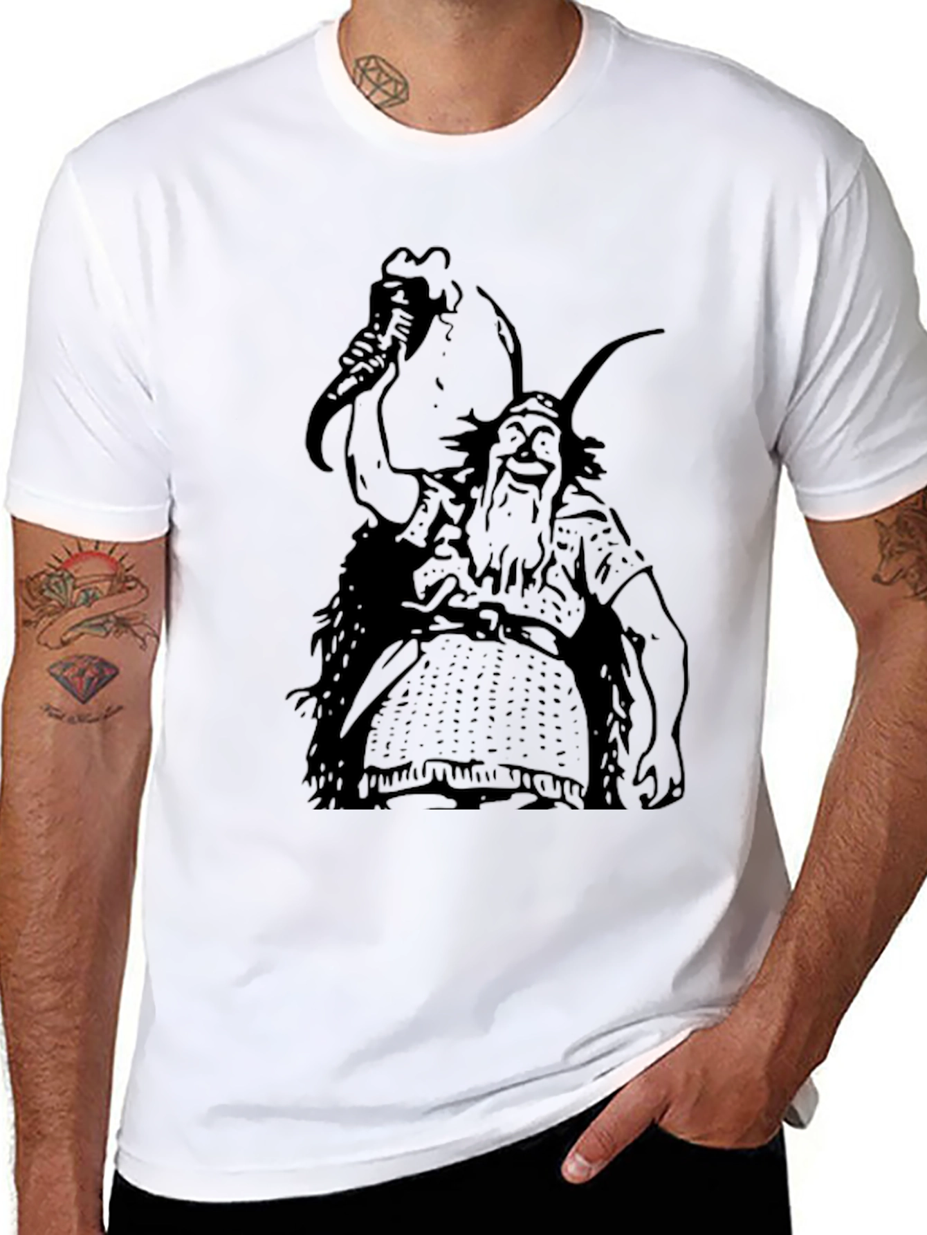 Viking Cartoon Black T-Shirt