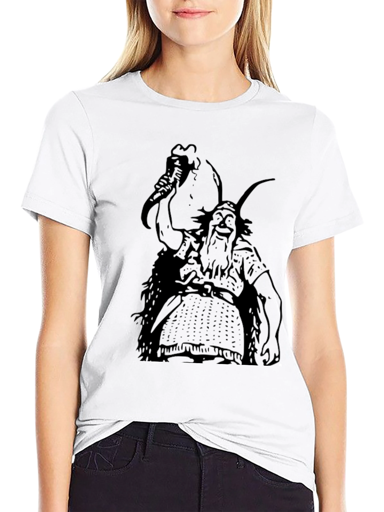 Viking Cartoon Black T-Shirt