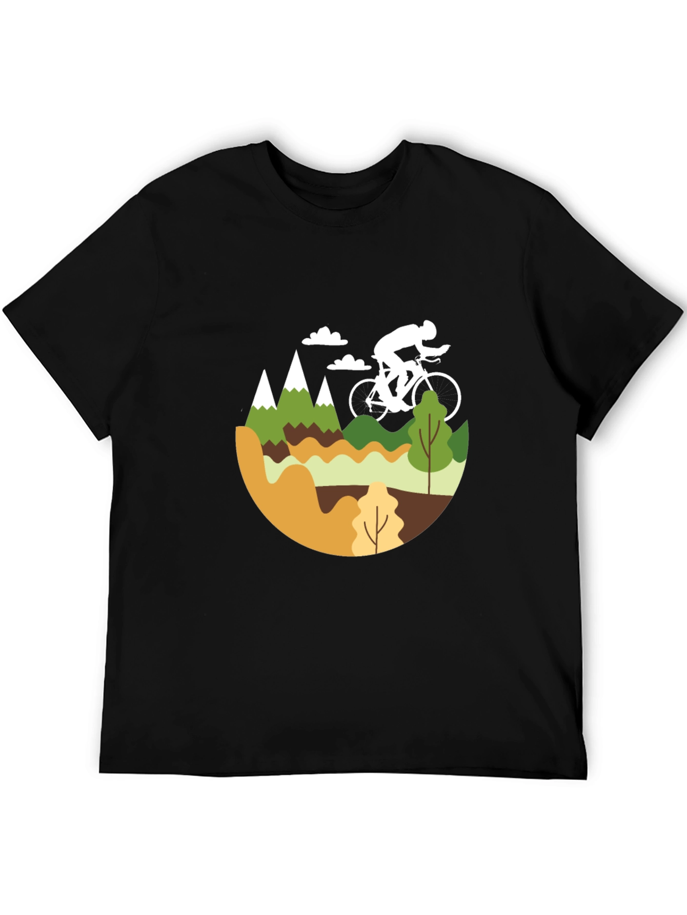Mountain Biking Graphic Tee - Black Cotton Blend